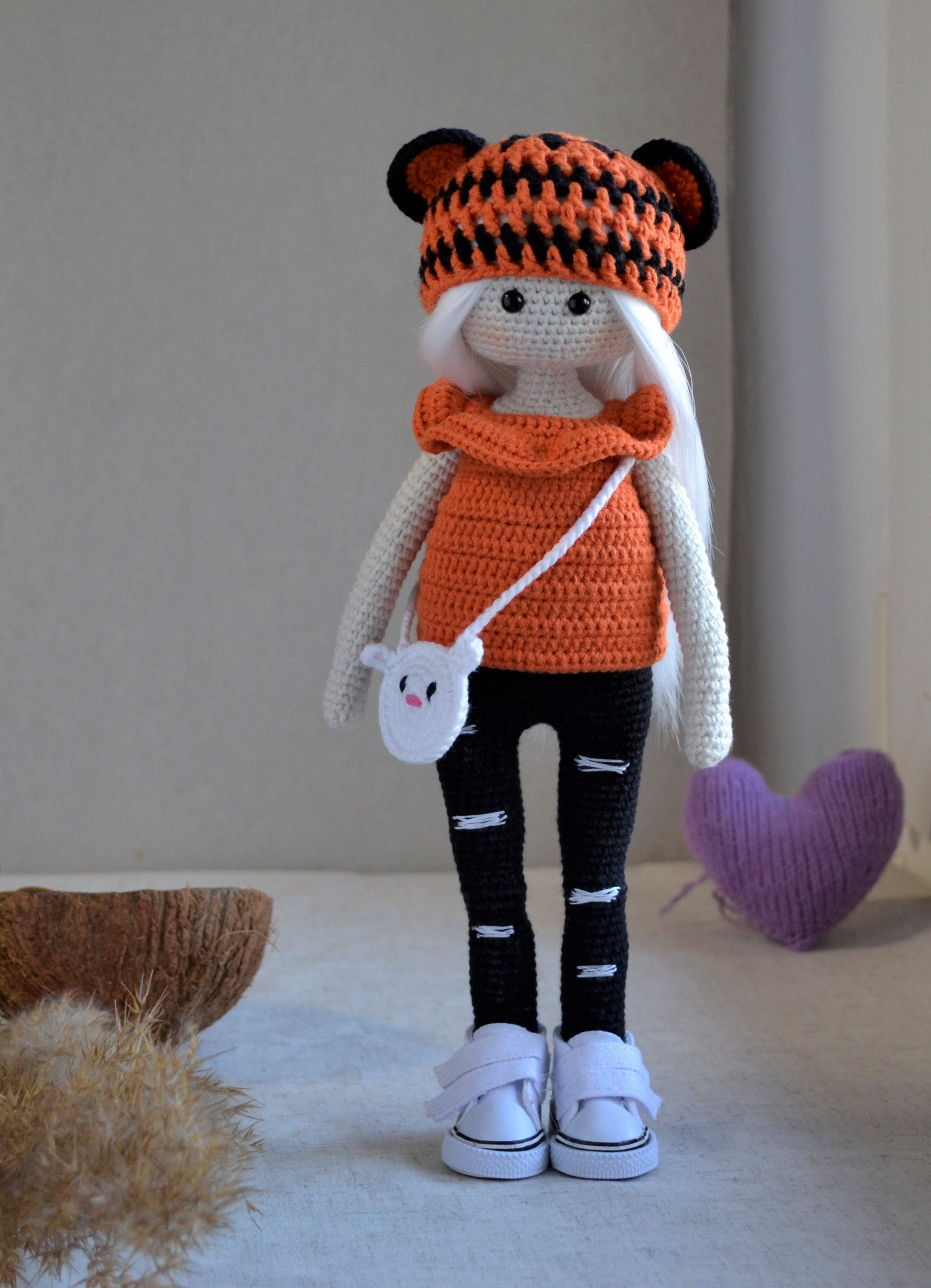 Amigurumi doll - My, Needlework without process, Doll, Amigurumi, Interior doll, Video, Longpost