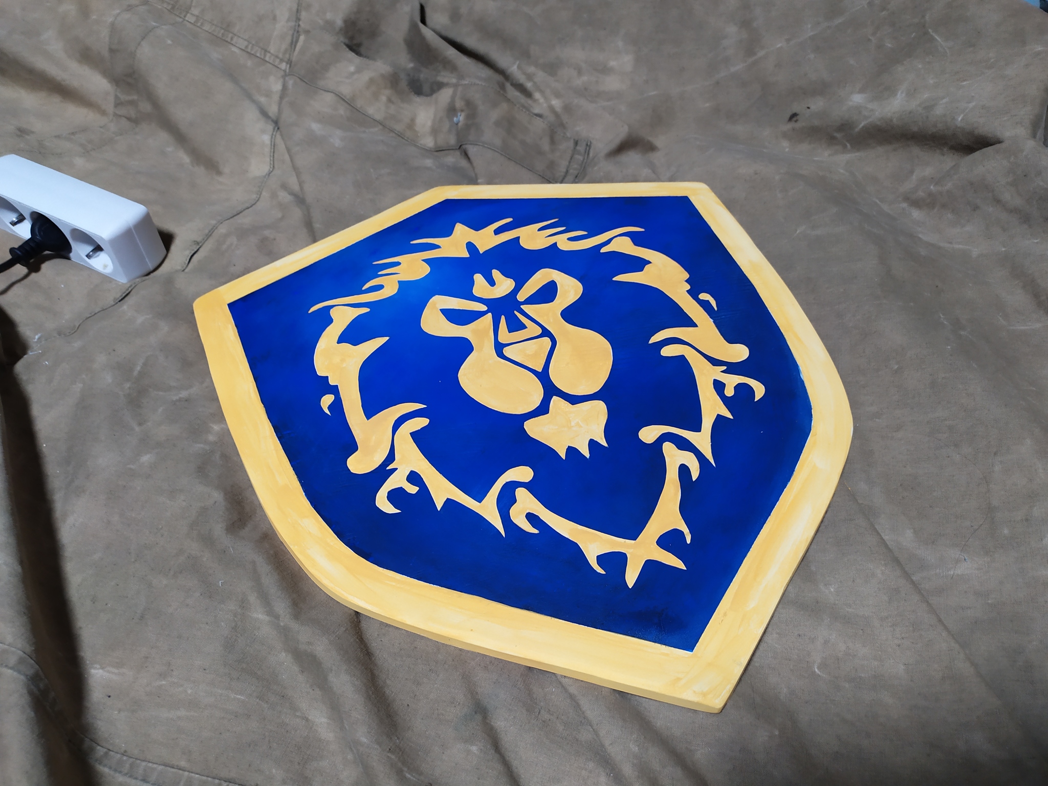 For the Alliance! - My, Shield, Alliance, World of warcraft, Plywood, Needlework with process, Acrylic, Art, Longpost