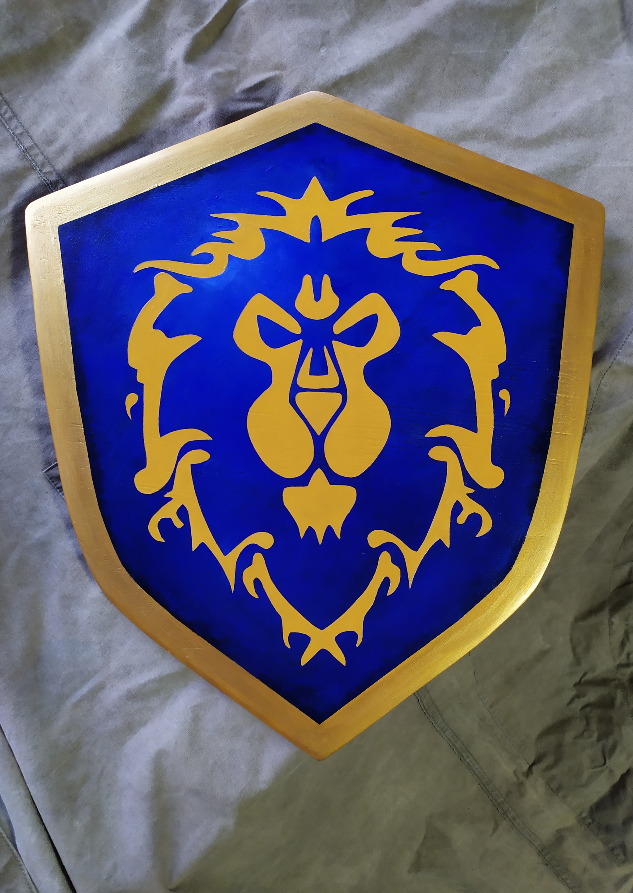 For the Alliance! - My, Shield, Alliance, World of warcraft, Plywood, Needlework with process, Acrylic, Art, Longpost