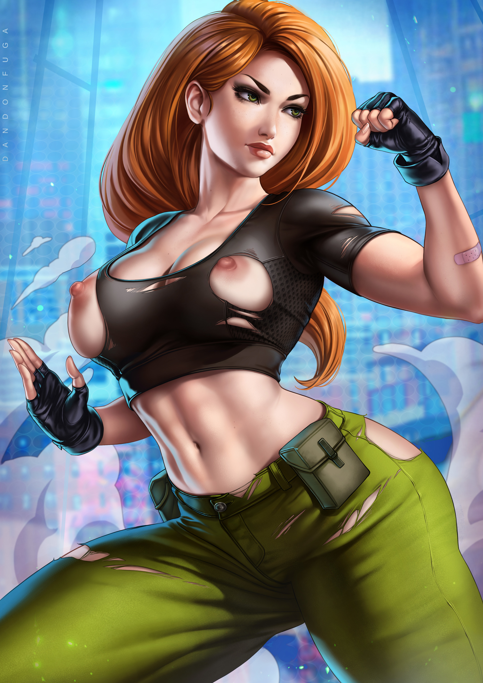 Kim Possible - NSFW, Art, Drawing, Walt disney company, Kim Five-with-plus, Girls, Erotic, Hand-drawn erotica, Underwear, Boobs, Topless, No bra, Dandonfuga, Longpost