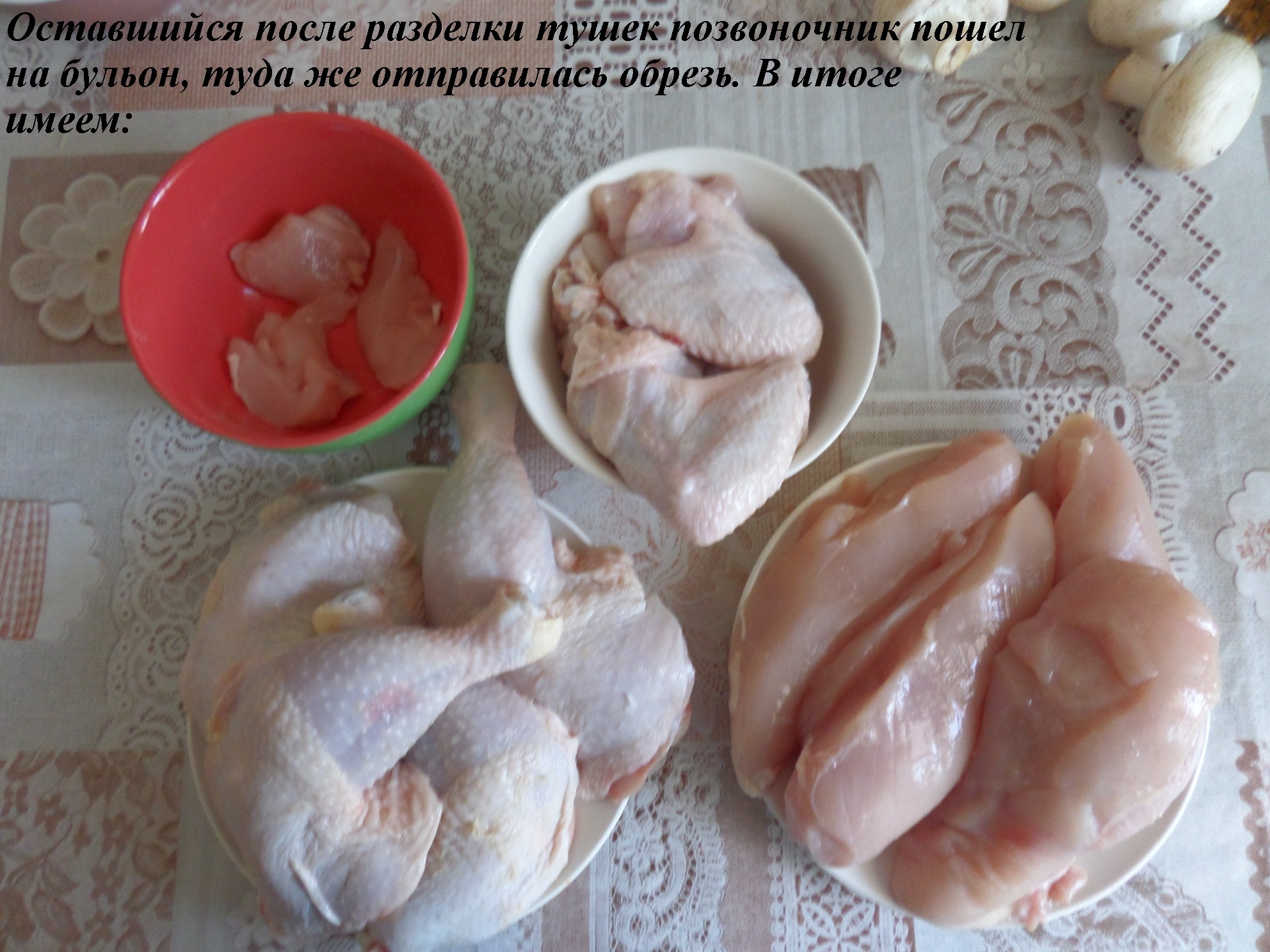 “We had two chicken carcasses, mushrooms, potatoes, a lot of spices...” - My, Cooking, Food, Freezing, Meat, Chicken recipes, Longpost