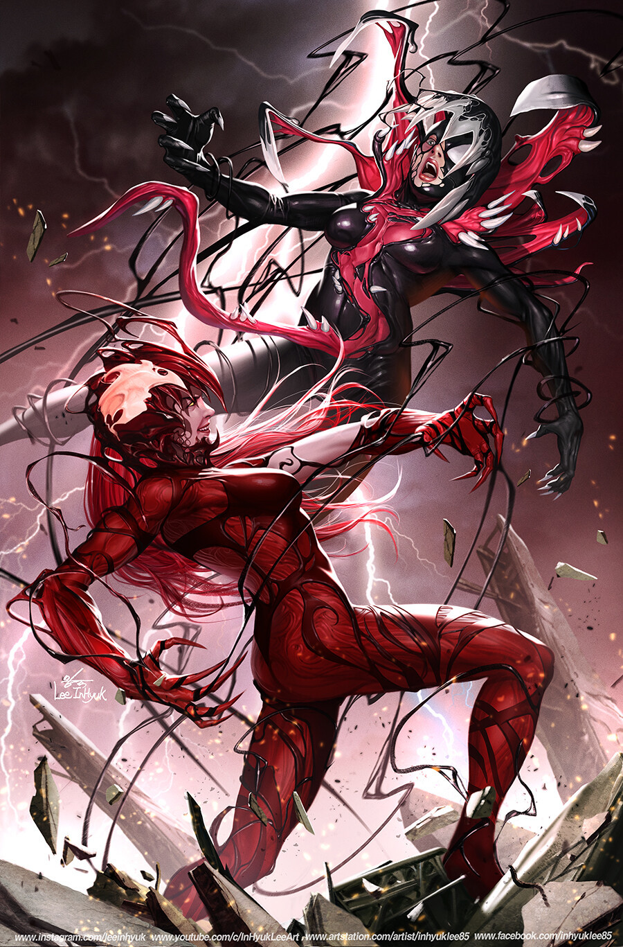 Gwenom vs Carnage #3 - Арт, Marvel, Гвен Стейси, Веном, Карнаж, Мэри Джейн, Симбиот, Inhyuk Lee