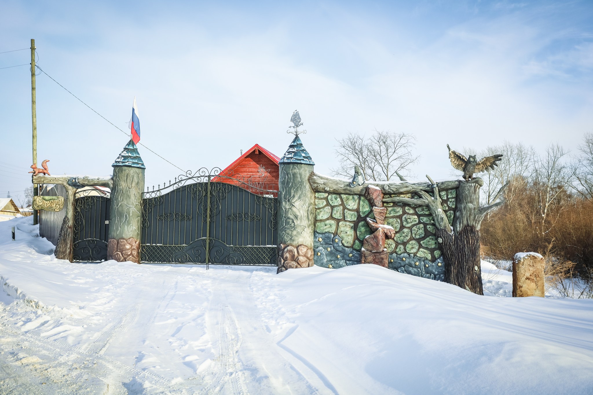 Entrance group to the ranch - My, Art, Sculpture, Concrete, Gates, Entrance group, With your own hands, Udmurtia, Garden figures, Forging, Needlework without process