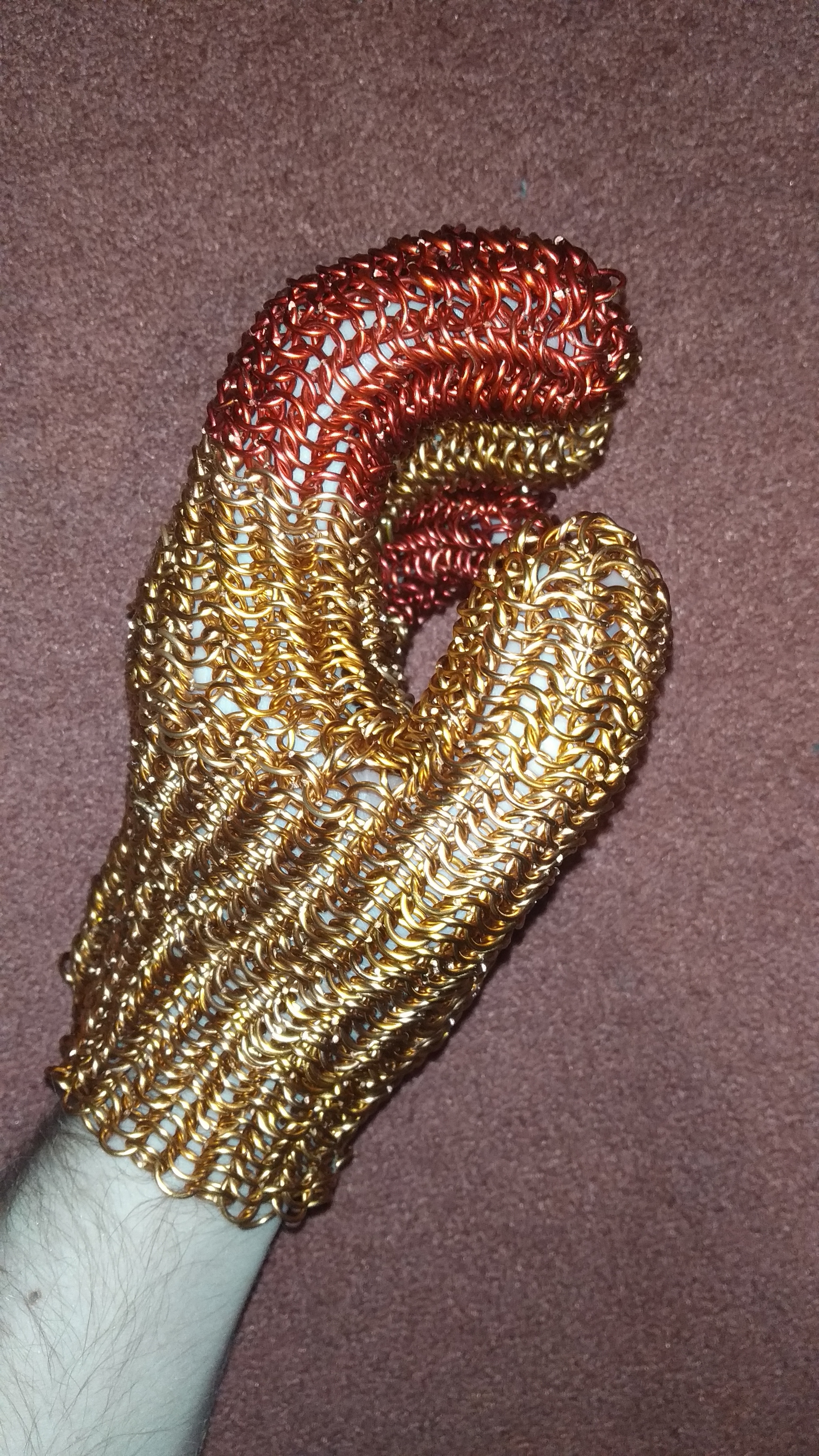 Chainmail glove ver 2.0 - My, Needlework with process, Copper, Gloves, Chain mail, Longpost