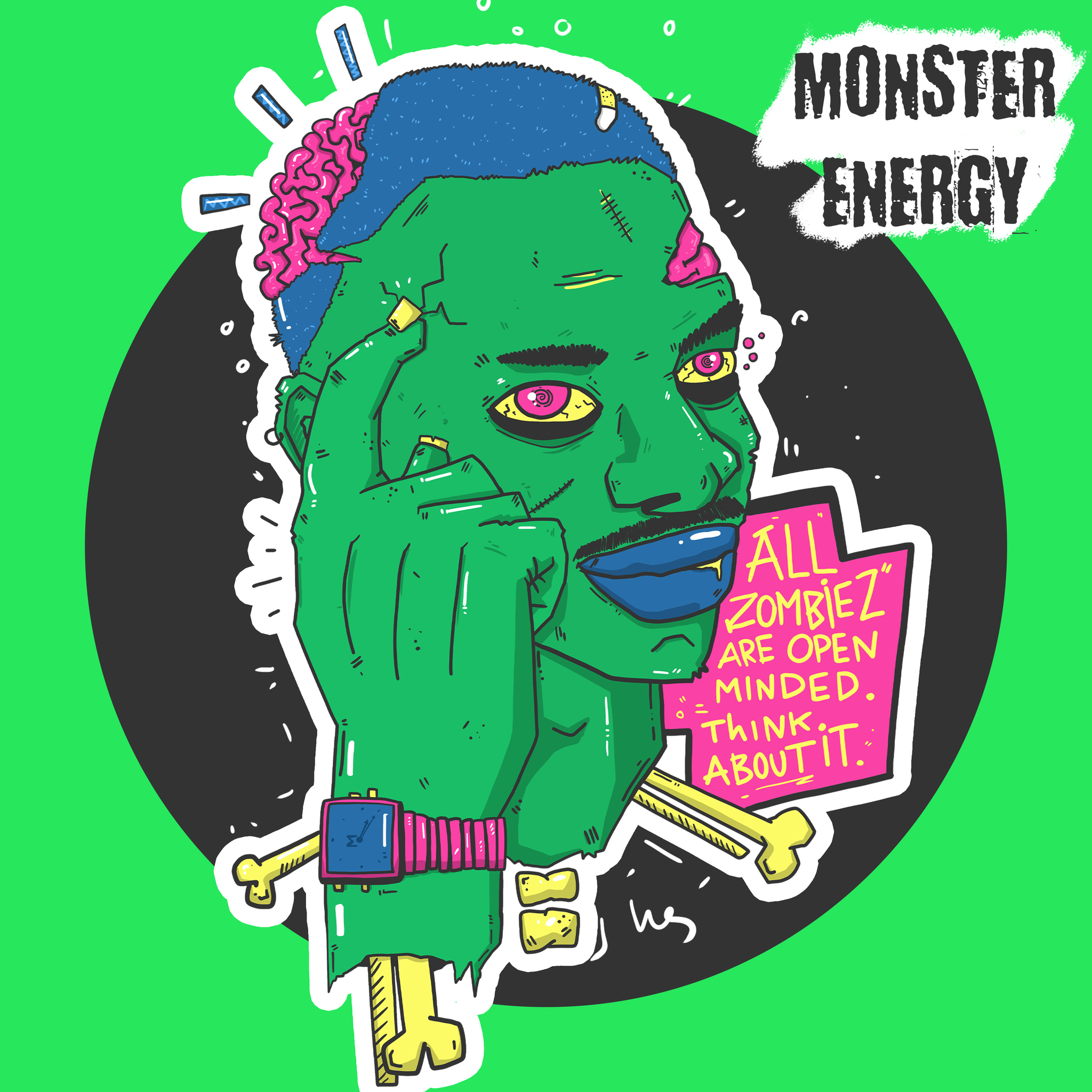 Monster Energy, what kind of meme monster are you?) - My, Design, Memes, Monster, Medusa Gorgon, Clown, Dracula, Zombie, Frankenstein, Longpost