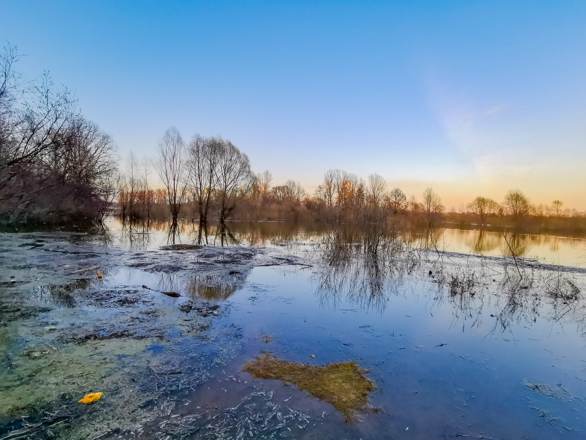 Вечер весны - Моё, Мобильная фотография, Весна, Вечер, Закат, Природа, Паводок, Huawei mate 20, Длиннопост