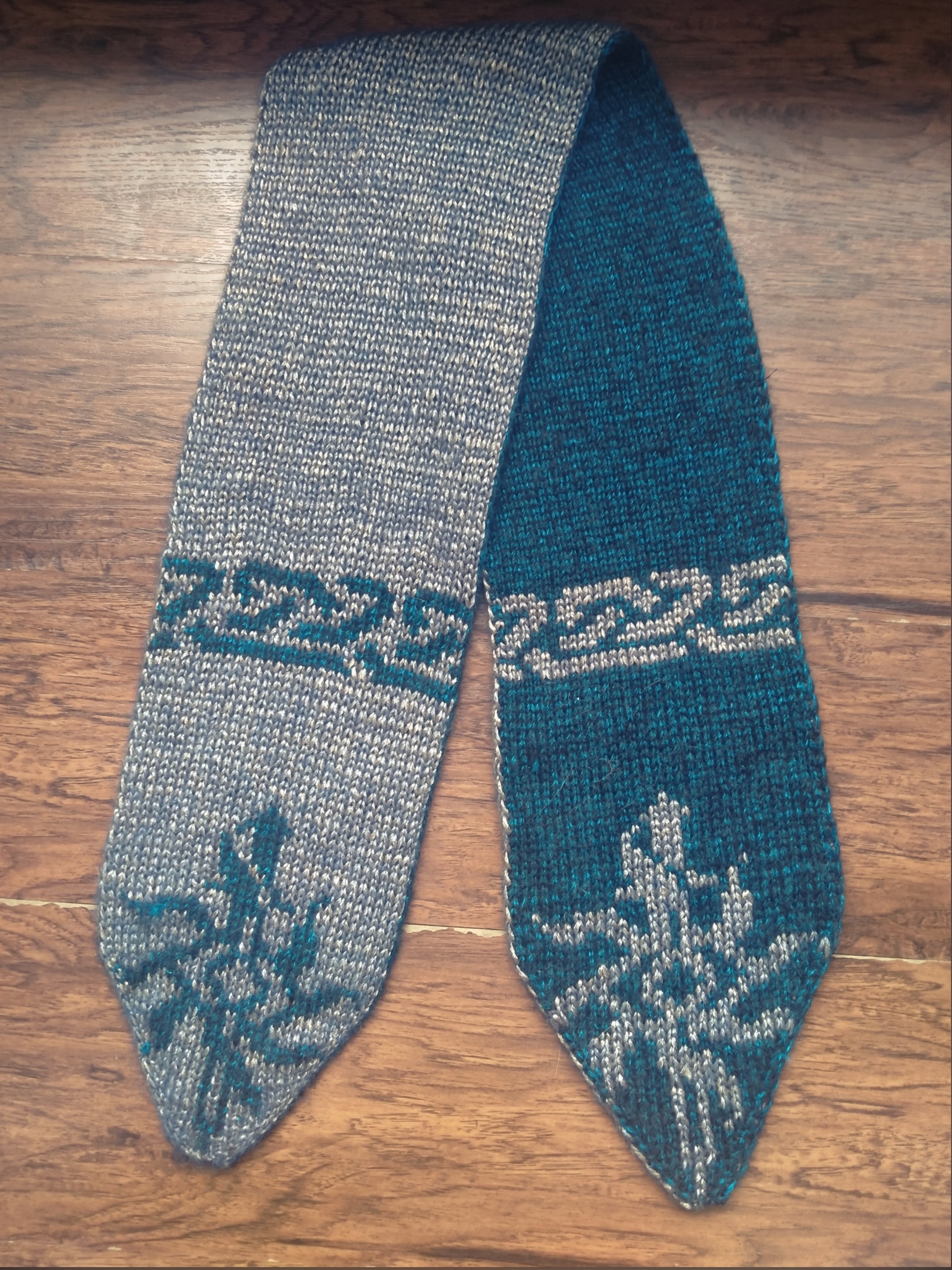 Double-sided jacquard - My, Knitting, Needlework without process, Scarf, Dragon age inquisition, Longpost