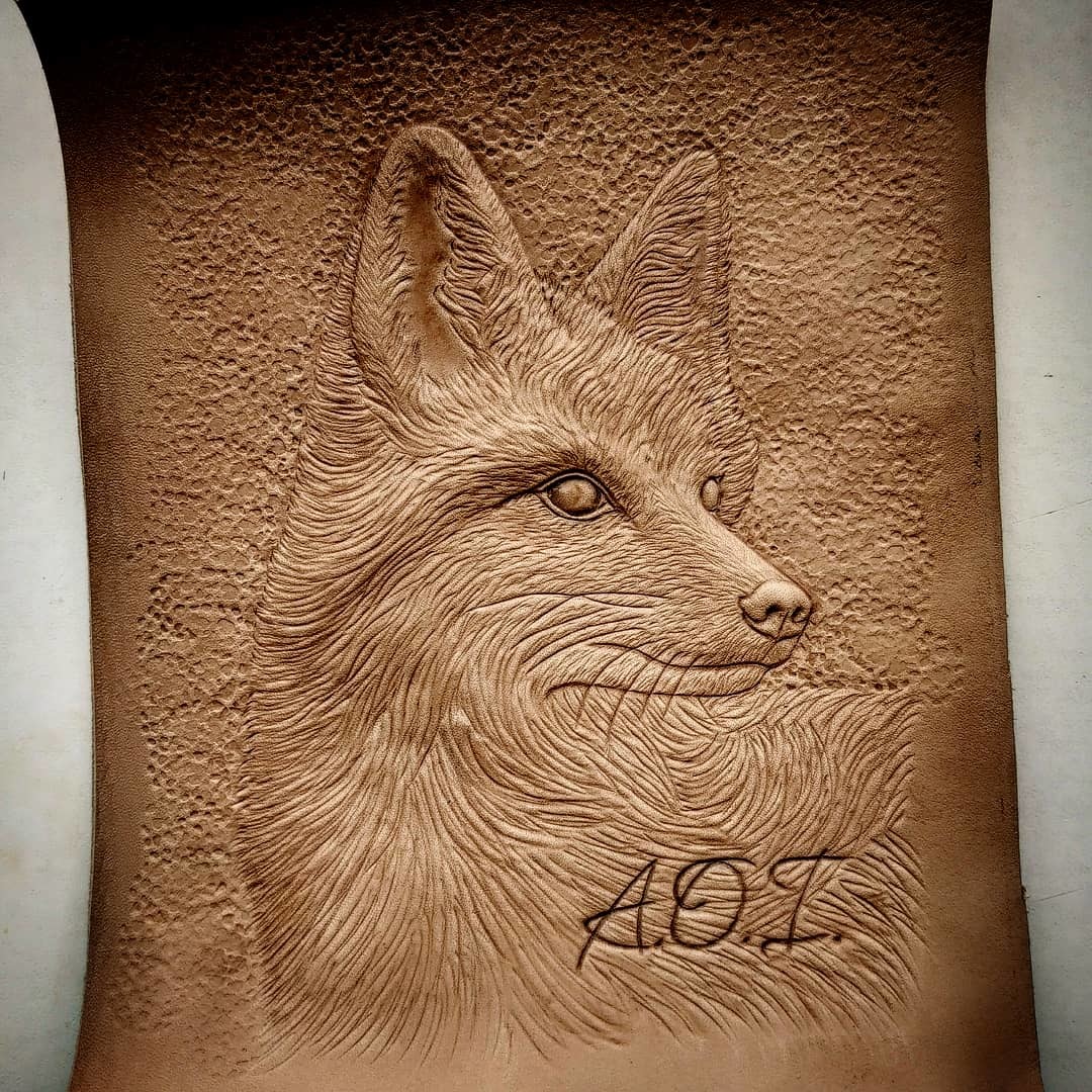 Cover Little Fox - My, Leather, Leather products, Cover, Embossing on leather, Fox, Video, Longpost, Needlework without process