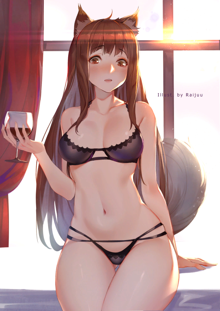 Холо мудрая - NSFW, Spice and wolf, Holo, Anime Art, Animal Ears, Аниме, Арт, Эротика, Нижнее белье