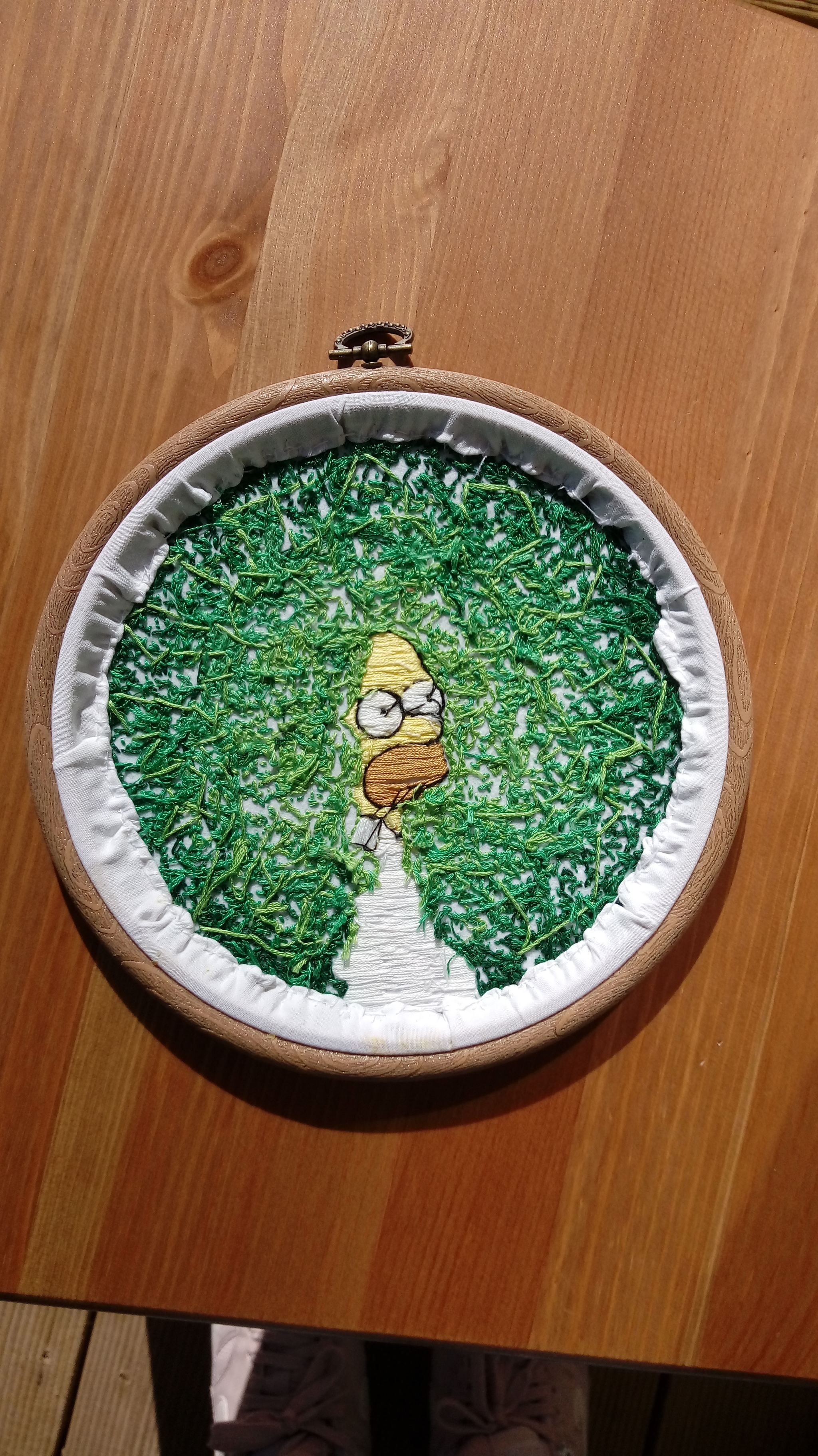 Homer goes into the bushes I did - My, Embroidery, Homer Simpson, Longpost, Needlework, Needlework without process