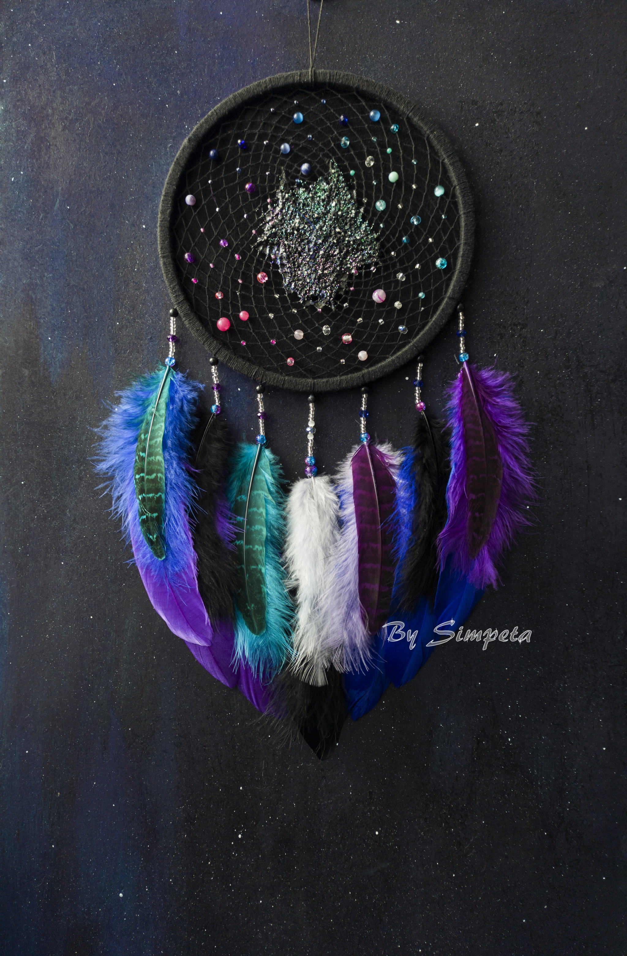 Dreamcatcher Stella Taurus - My, Bysimpeta, Dreamcatcher, Needlework without process, Hobby, Space, Handmade, beauty, Weaving, With your own hands, Stars, Needlework, Galaxy, Longpost