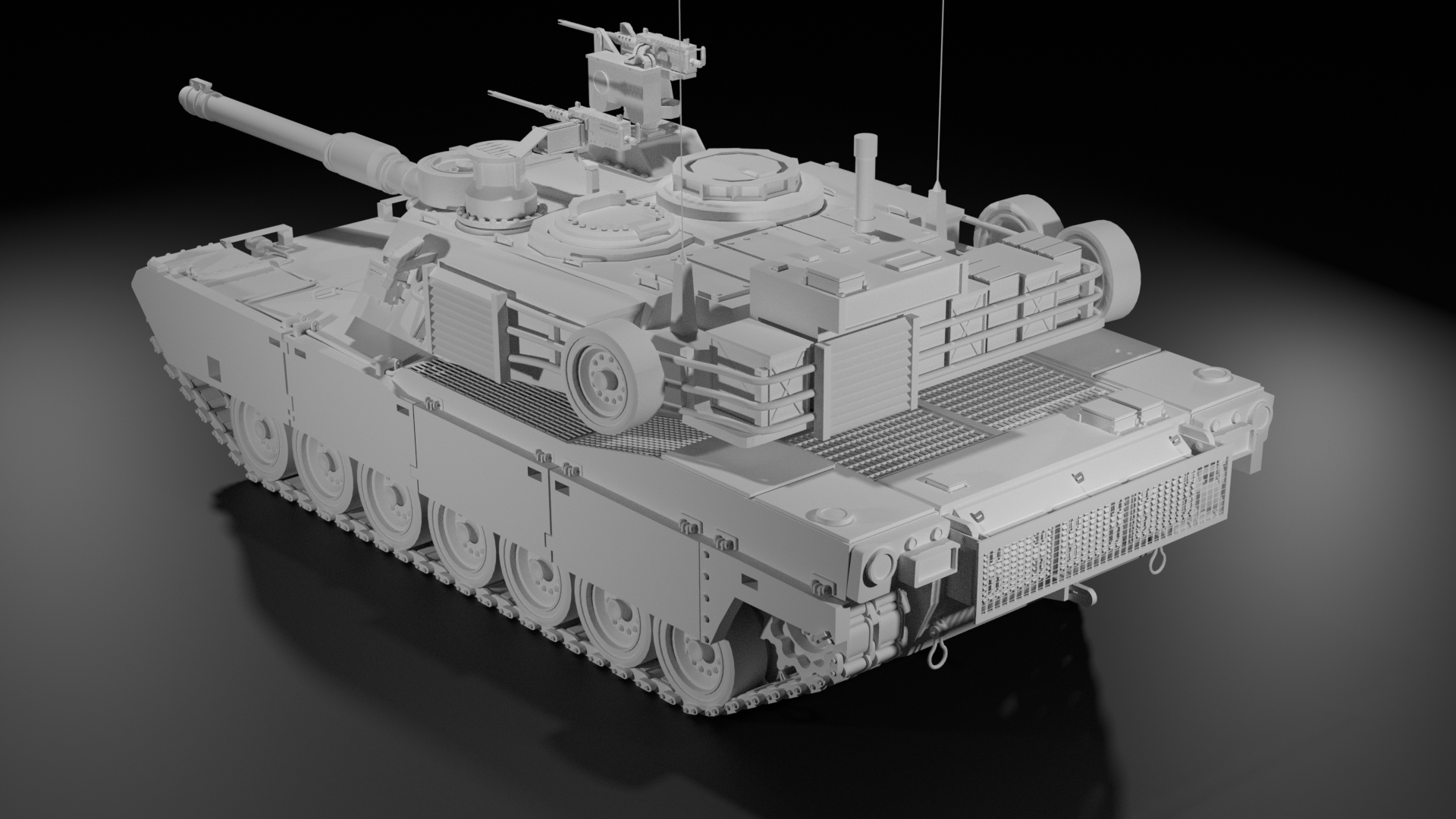 Model of the American M1 Abrams MBT - My, 3D modeling, Tanks, Blender, Longpost, Abrams