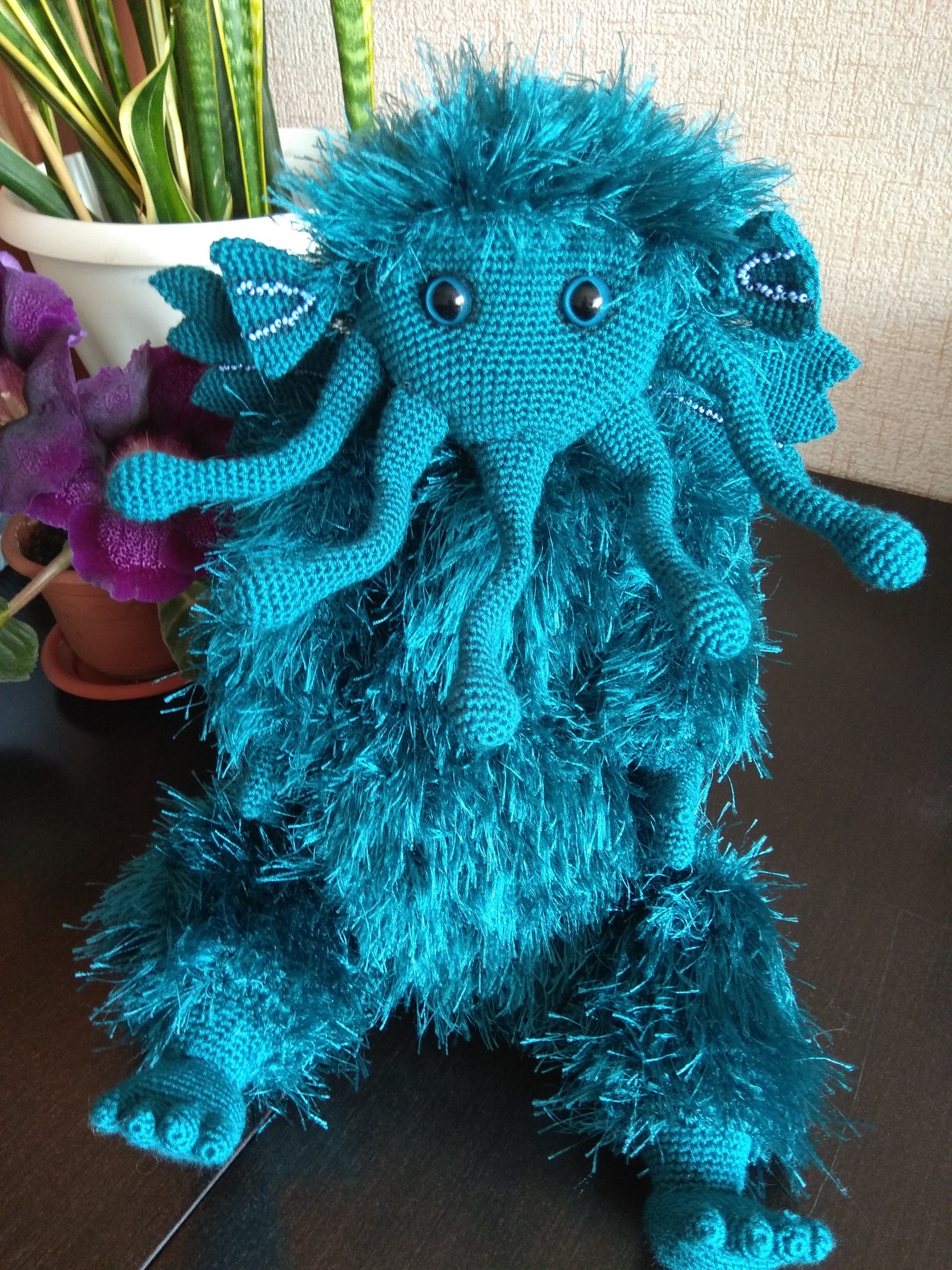 Cthulhu - My, Knitting, Crochet, Knitted toys, Handmade, Needlework, Longpost, Howard Phillips Lovecraft, Cthulhu, Needlework without process