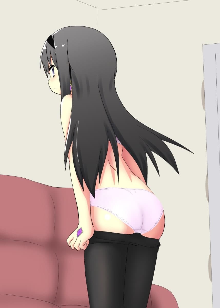 Homu - NSFW, Mahou Shoujo Madoka Magica, Akemi homura, Anime art, Anime, Tights, Pantsu