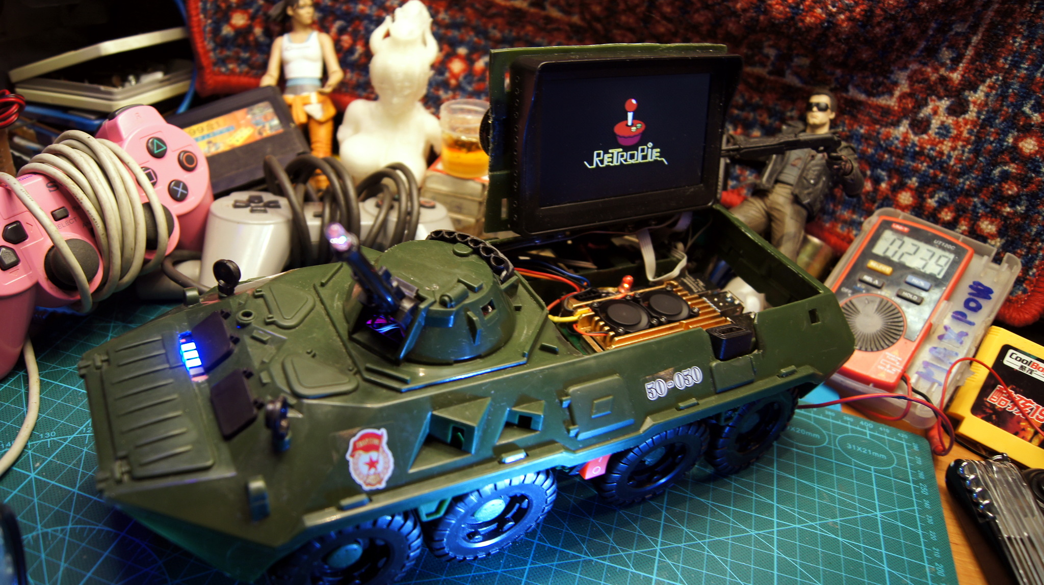 Dandy armored personnel carrier or the console I dreamed of! - My, Dendy, Armored personnel carrier, Retropie, With your own hands, Sega, Playstation, Portable Consoles, Mini, Rca, Nostalgia, Video, Longpost, Needlework with process