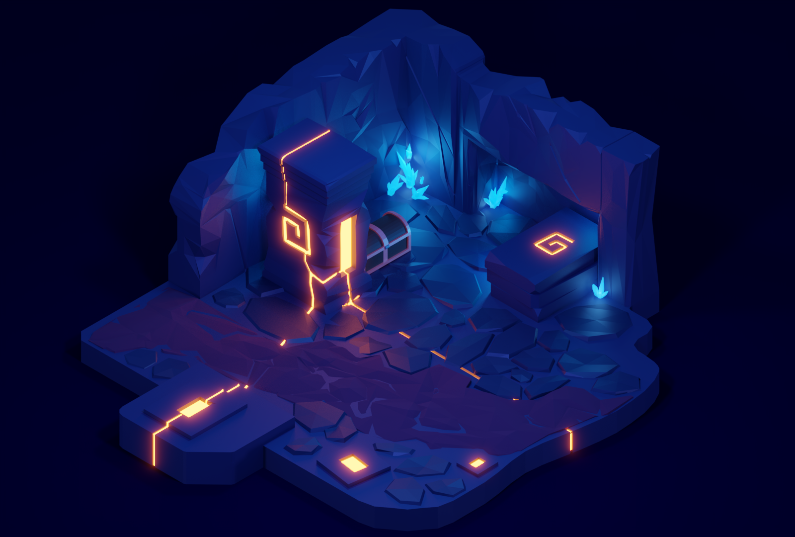 Magic Cave - My, Blender, Low poly, 3D, 3D modeling, Isometric, Computer graphics, Art