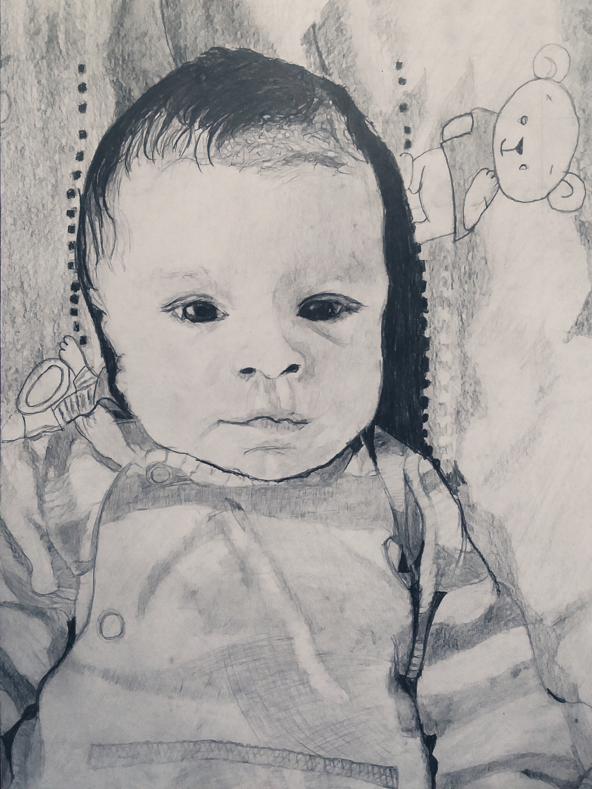 Drew a baby - My, Drawing, Portrait, Pencil drawing, Painting, Painting, Art, Children, Art