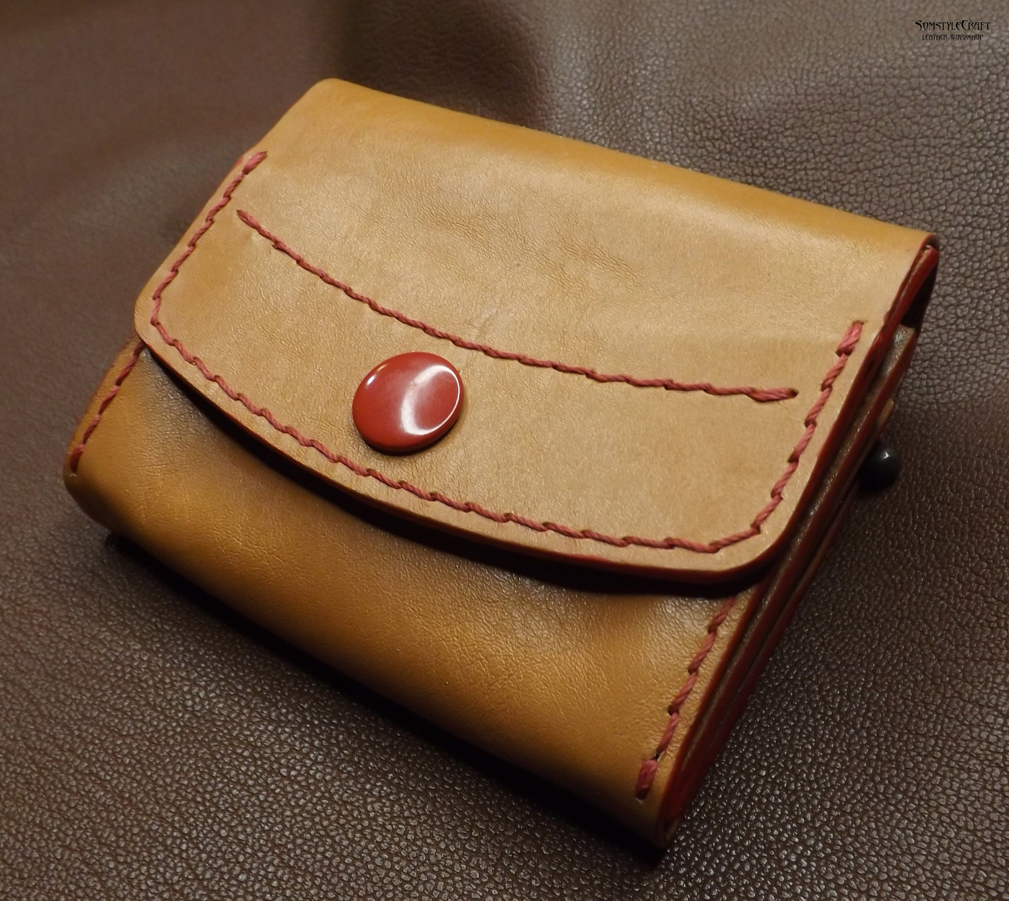 Wallet with zipper - My, Leather products, Wallet, Needlework with process, Longpost, Video