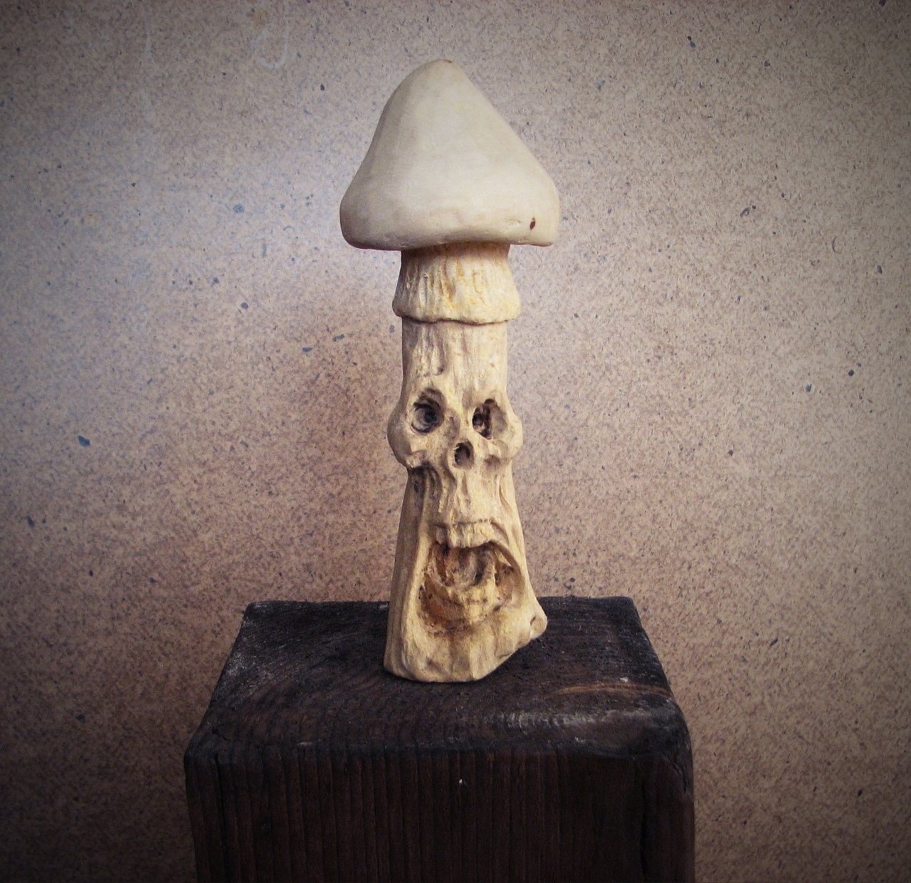 Necroshroom - My, Sculpture, Wood sculpture, Handmade, Miniature, Wood carving, Longpost, Needlework without process