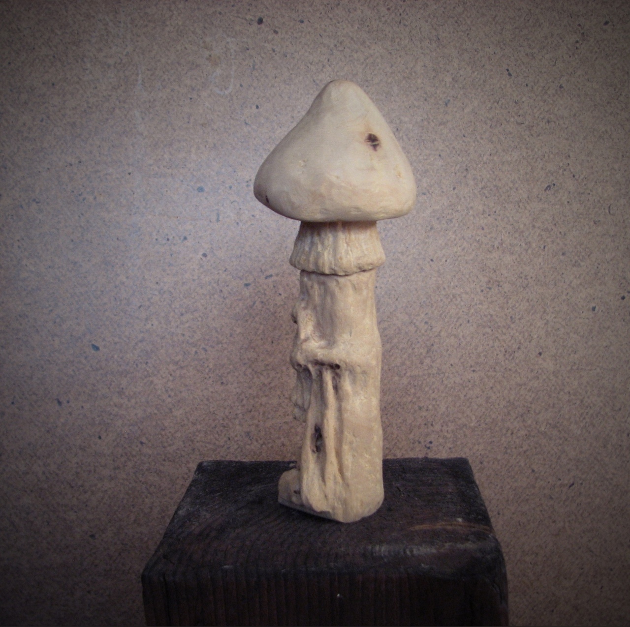 Necroshroom - My, Sculpture, Wood sculpture, Handmade, Miniature, Wood carving, Longpost, Needlework without process