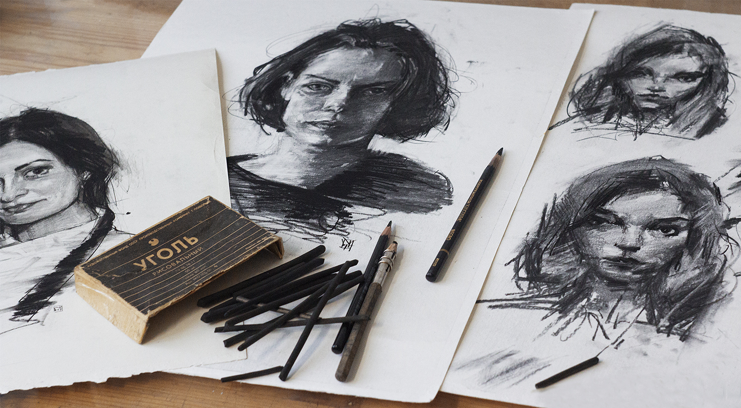 Charcoal drawings | Пикабу