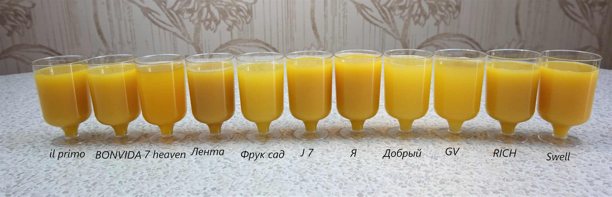 11 packs of juice, one mouth. Comparison of orange juice. Part 1 - My, Orange, Juice, Comparison, The photo, Longpost