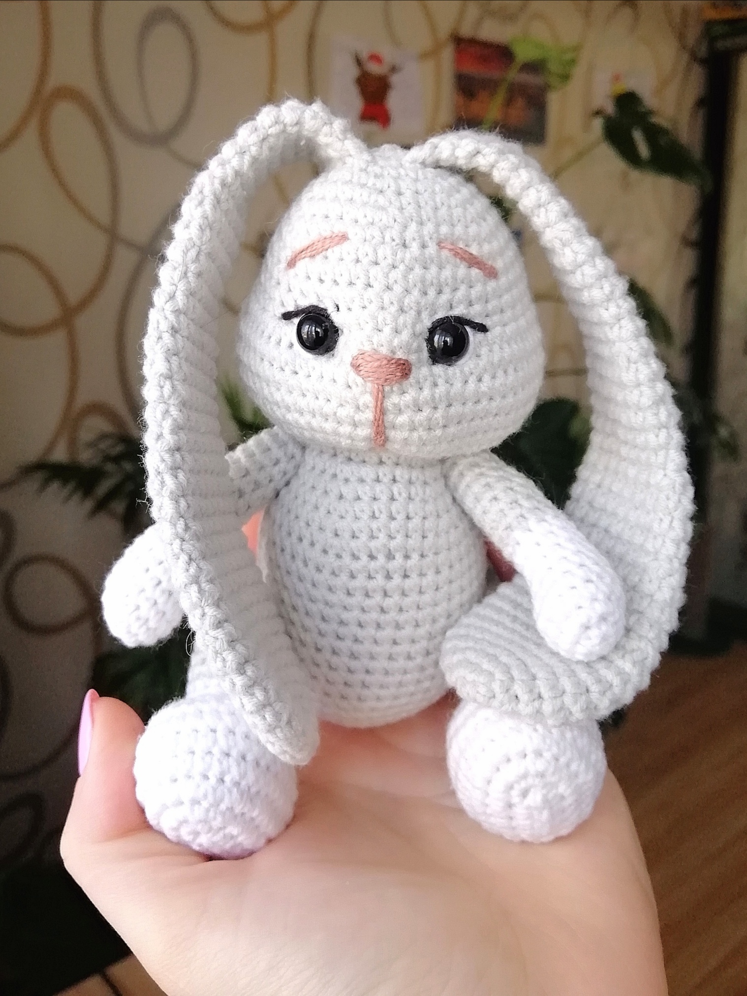 I love hares, they are so cute))) As a child, my grandfather brought me hotels from the hare, maybe that’s why I love them so much!?!))) - My, Knitted toys, Needlework, Handmade, Hobby, Soft toy, Toys, Hare, Longpost, Needlework without process