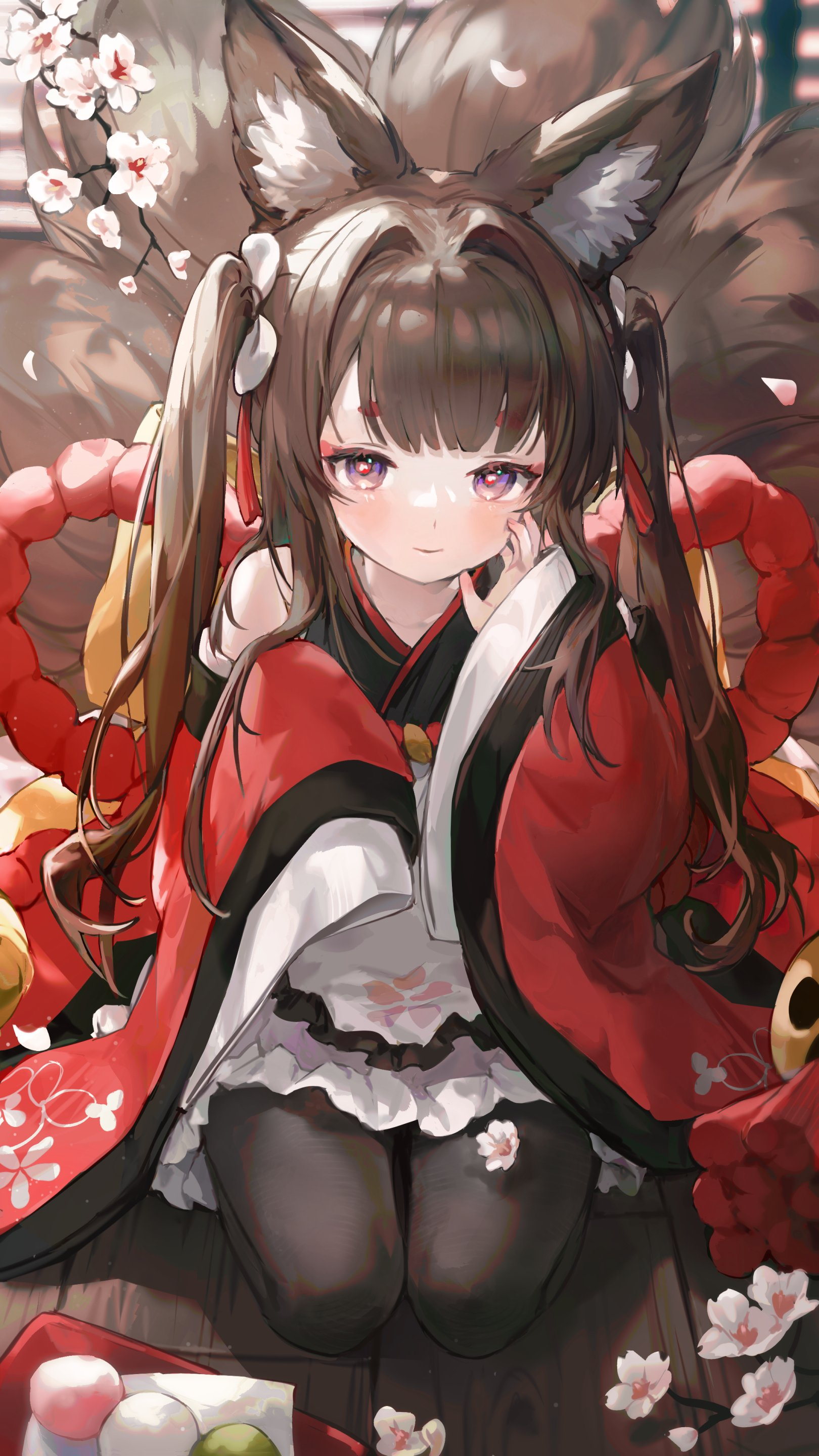 Amagi-chan - Аниме, Anime Art, Amagi, Azur Lane, Animal Ears, Кицунэ, Арт, Девушки, Длиннопост