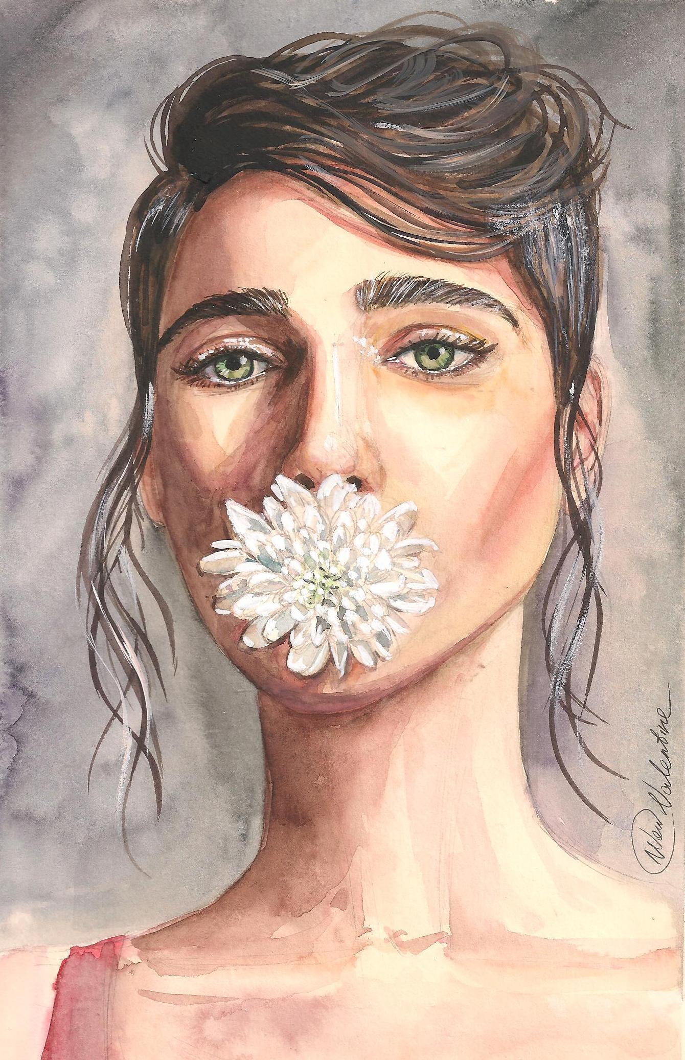 Chrysanthemum - My, Watercolor, Portrait by photo, Portrait, Flowers, Painting