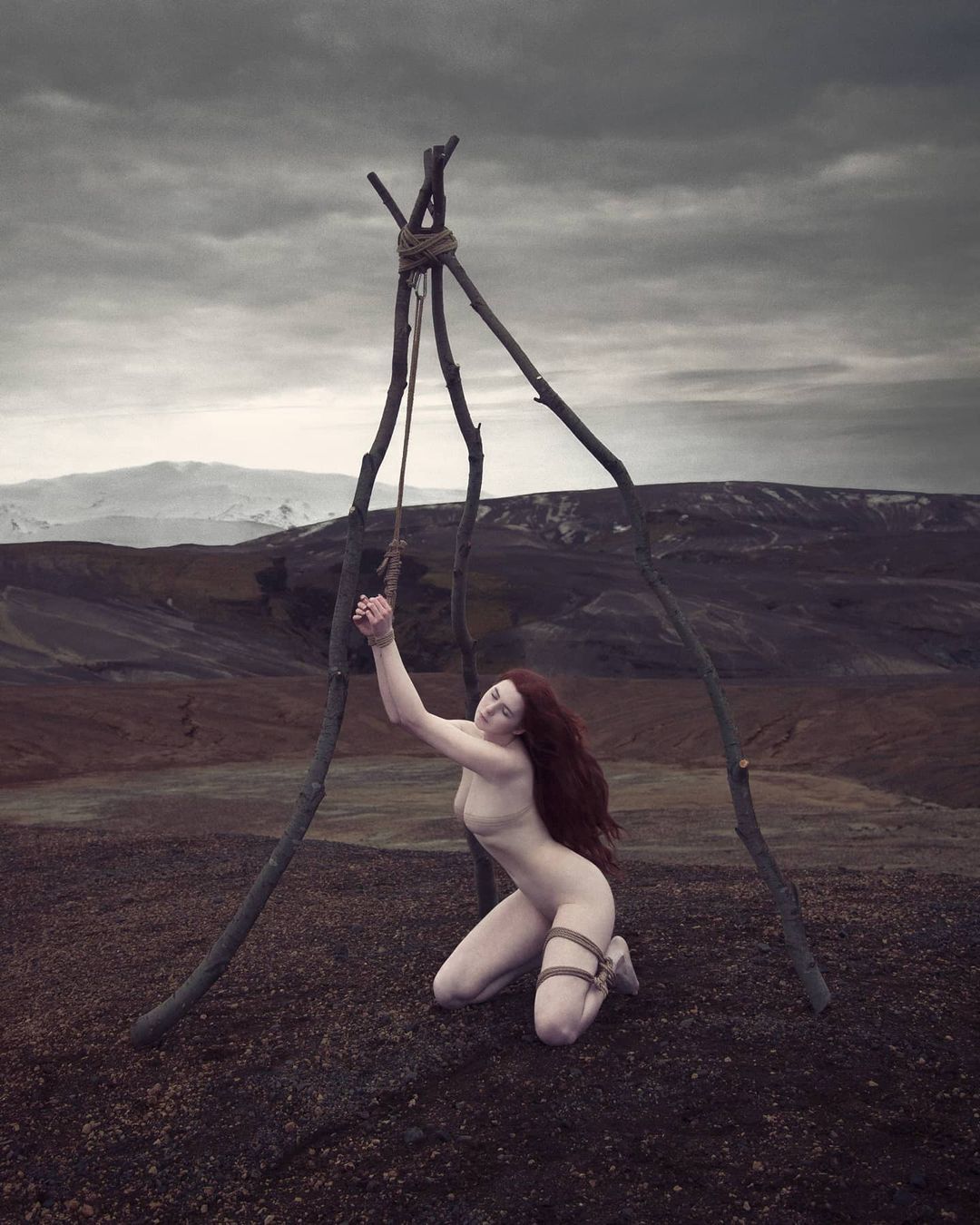 Daria Endresen - NSFW, Shibari, Binding, Bondage, Hanging, Erotic, Ero Corner, Professional shooting, Longpost, Redheads