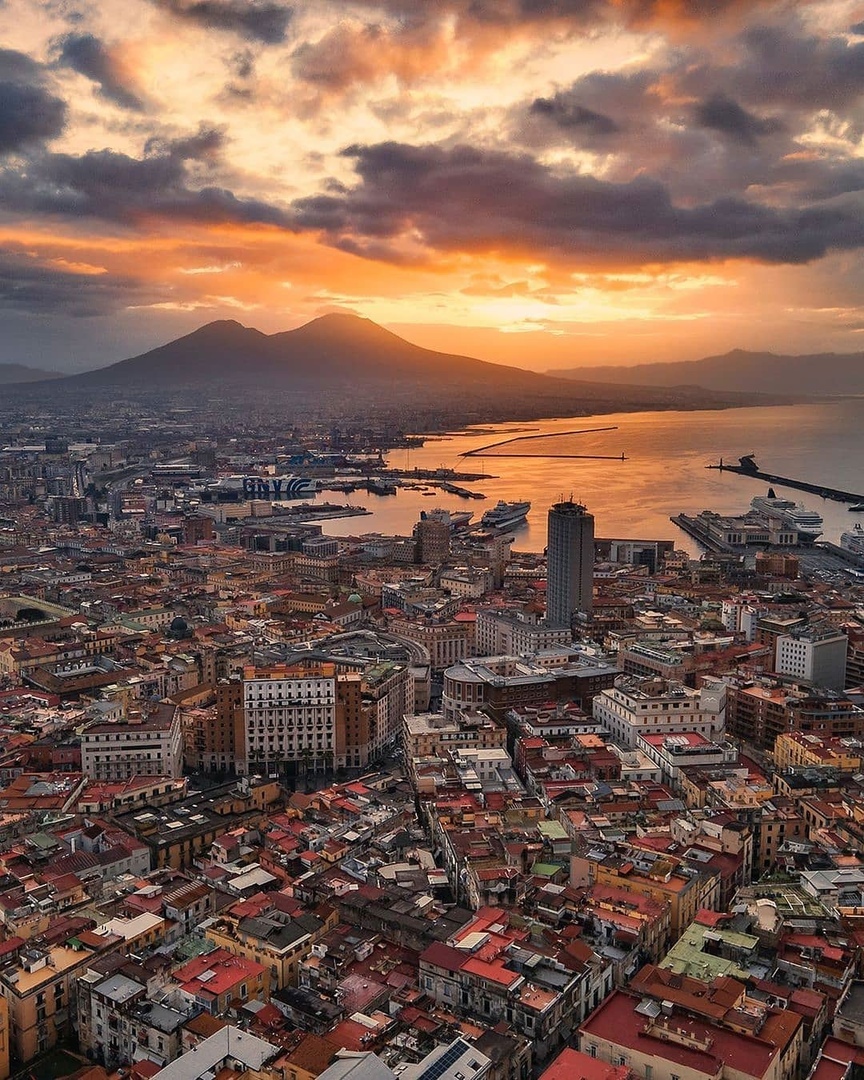 Naples - Naples, Italy, Town, Sea, The photo, Europe, Sky, Sunset, Landscape