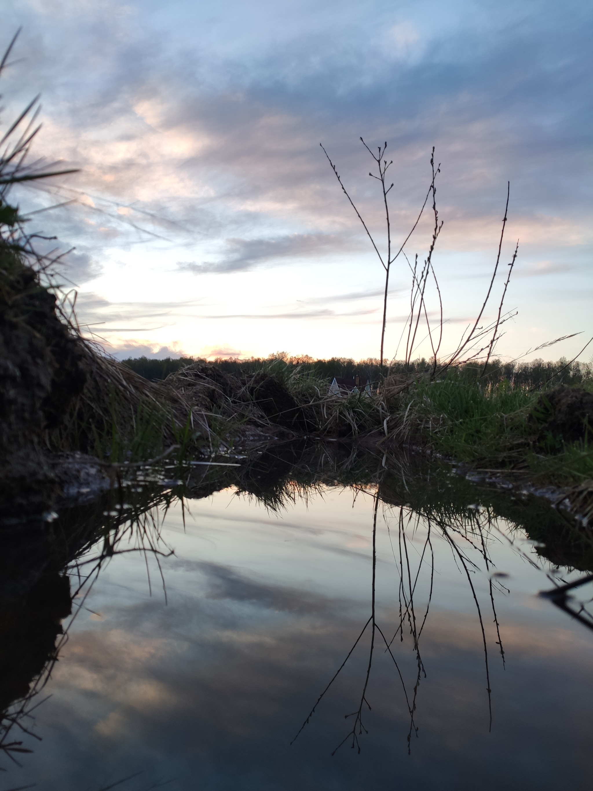 Everything is fine. You just need to be able to look closely - My, Reflection, Sunset, Sky, Puddle, I'm an artist - that's how I see it, Nature, The photo, beauty of nature, Longpost