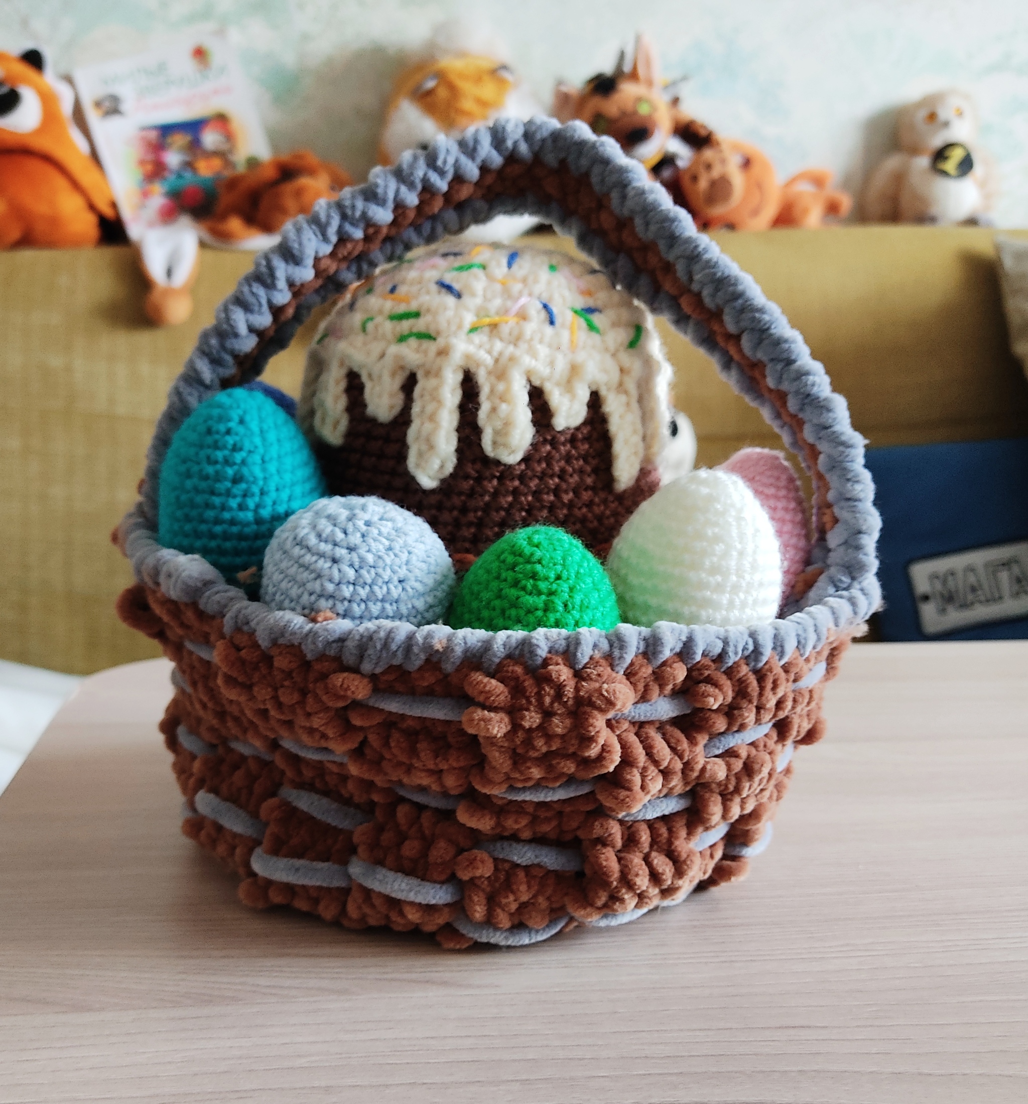 Basket - My, Needlework without process, Crochet, Knitting, Knitted toys, Needleworkers give, Longpost