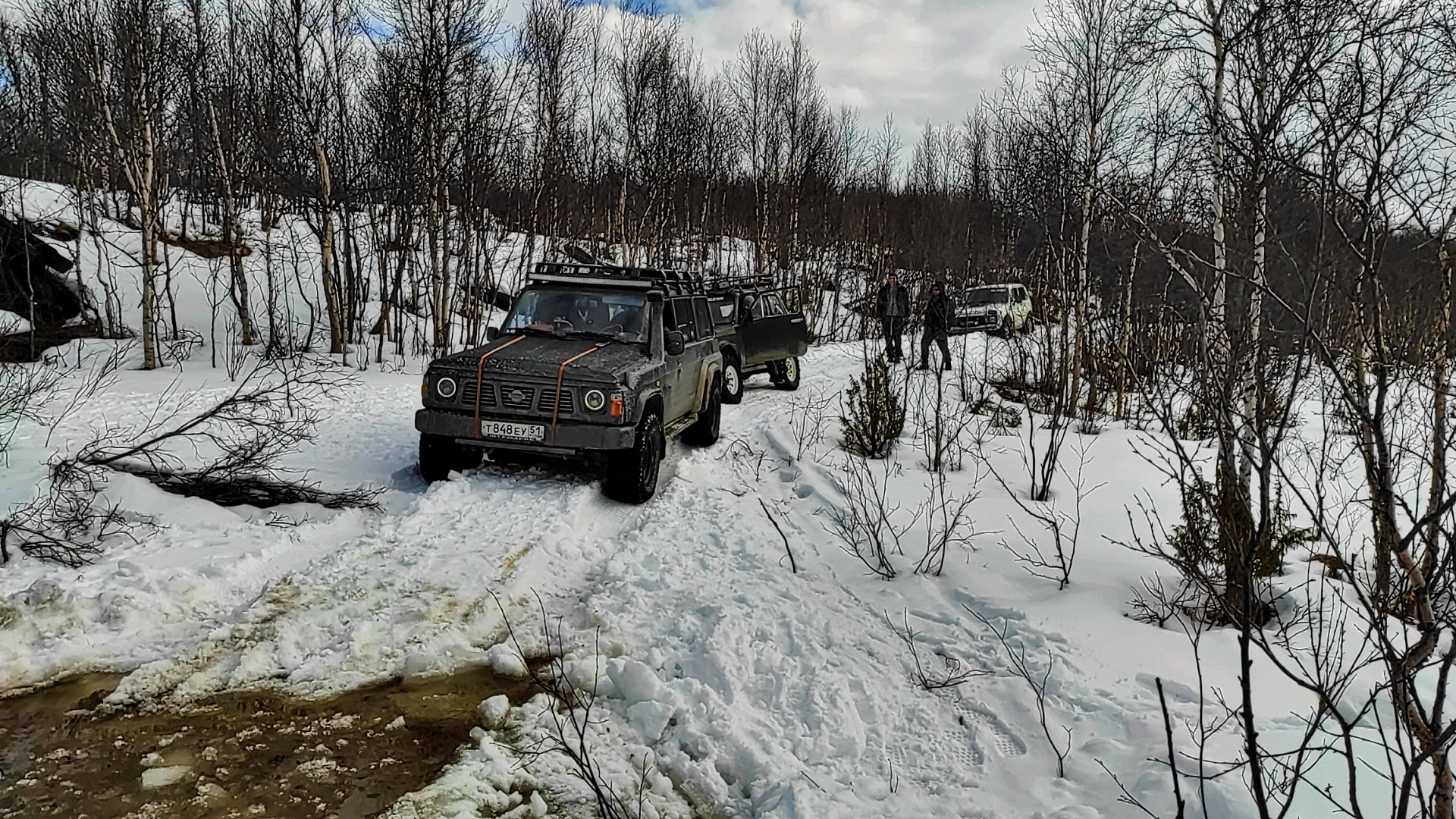 Интересный маршрут вдоль станции Пяйве! Первый боевой выезд Бестии! Offroad, 4х4, ПерекатиКольский - Моё, Нива, Chevrolet Niva, 4х4, Offroad, Мурманская область, Кольский полуостров, Заполярье, Маршрут, Приключения, Путешествия, Снег, Ручей, Nissan Patrol, Mitsubishi L200, Лебедка, Лес, Джип, Видео, Длиннопост