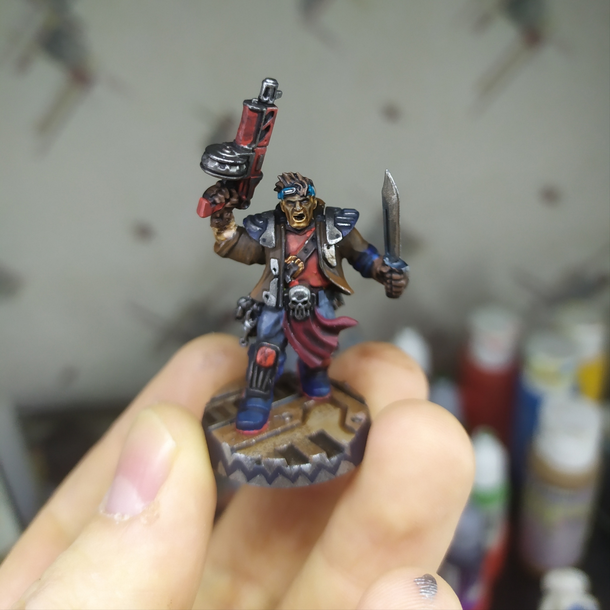 Some Necromundan guys in leather jackets - My, Warhammer 40k, Warhammer, Necromunda, Acrylic, Wh miniatures, Board games, Desktop wargame, Painting miniatures, Longpost