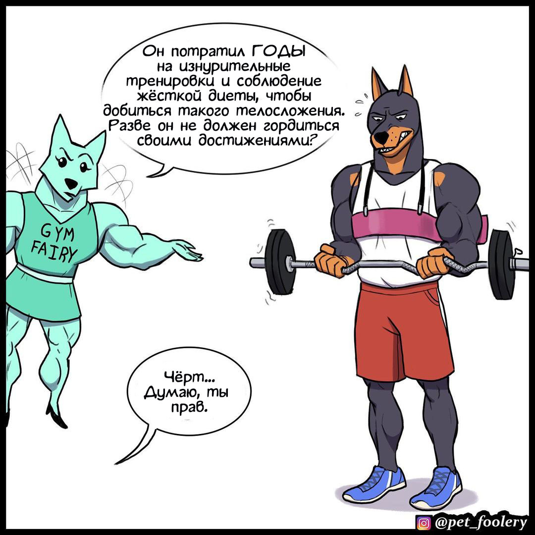 Leg day - Pet foolery, Jock, Gym, Humor, Fairy, Comics, Longpost, Cats and dogs together, Feet day