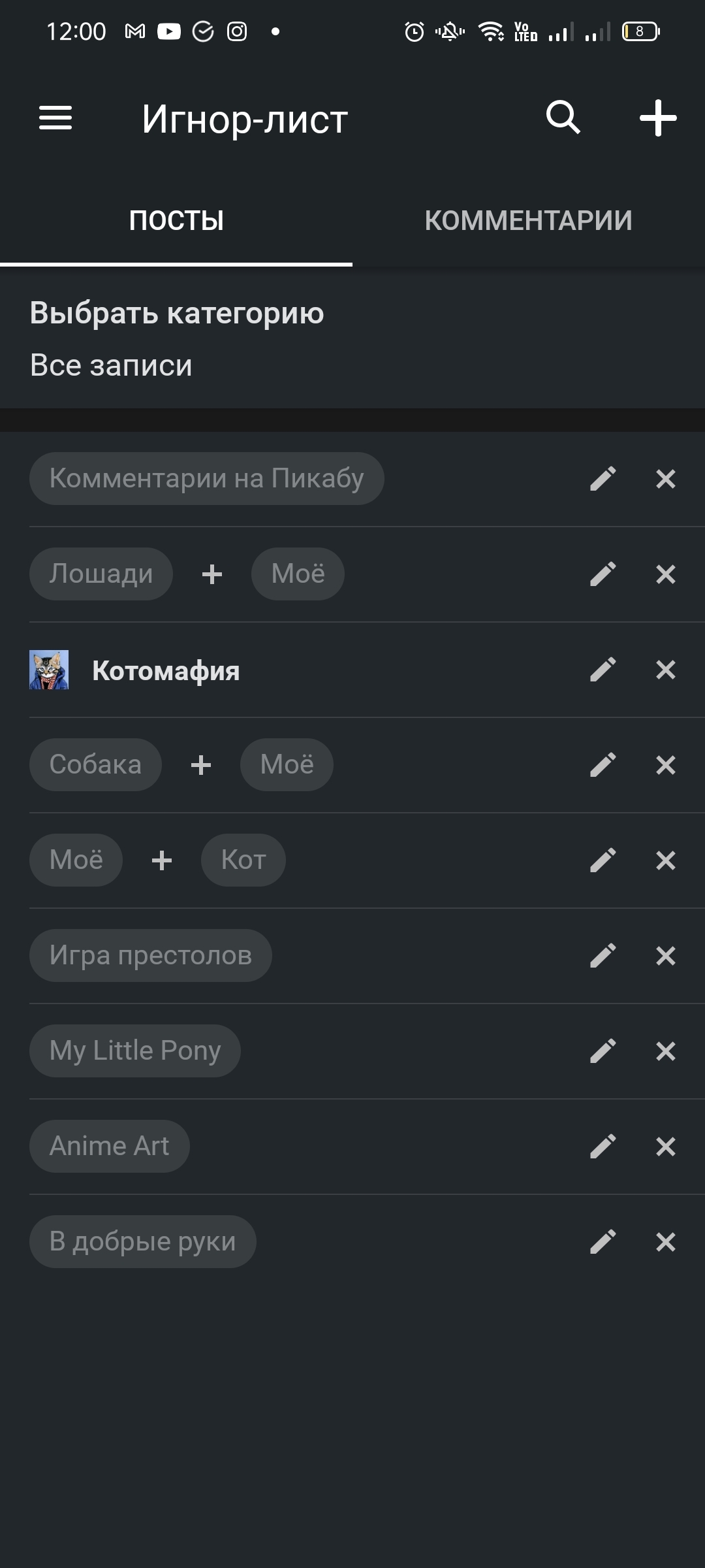 Ignore list doesn't work - cat, Dog, Bug on Peekaboo, Mat, Longpost