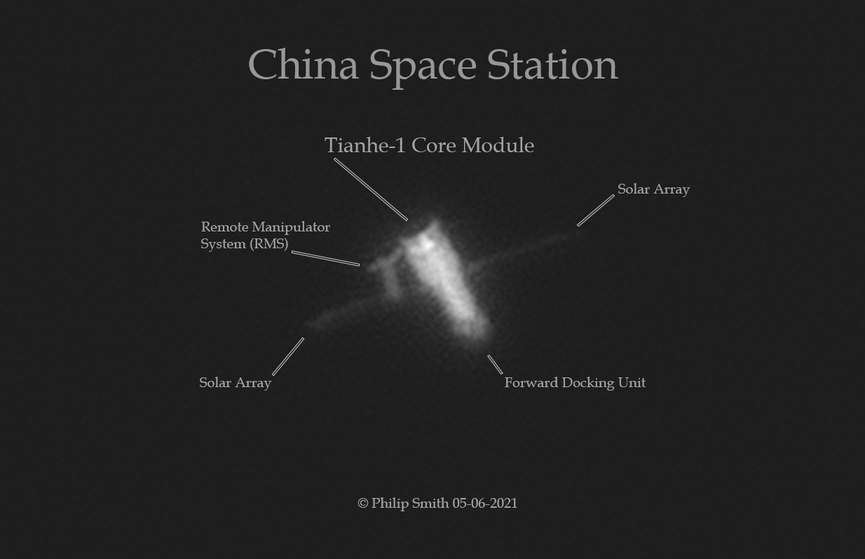 An astrophotographer photographed a module of the Chinese Tianhe orbital station - China, Orbital station, Cosmonautics