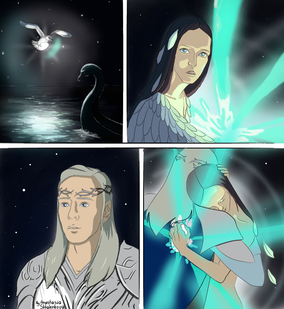 Earendil and Elwing - My, Tolkien, Fantasy, The silmarillion, Earendil, Art, Fan art, Comics, Creation, Digital