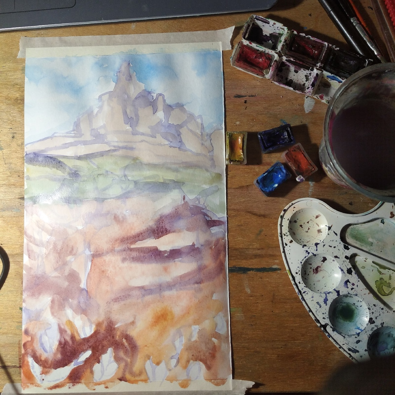 Gouache\watercolor landscape - My, Art, Painting, Painting, Gouache, Watercolor, Longpost