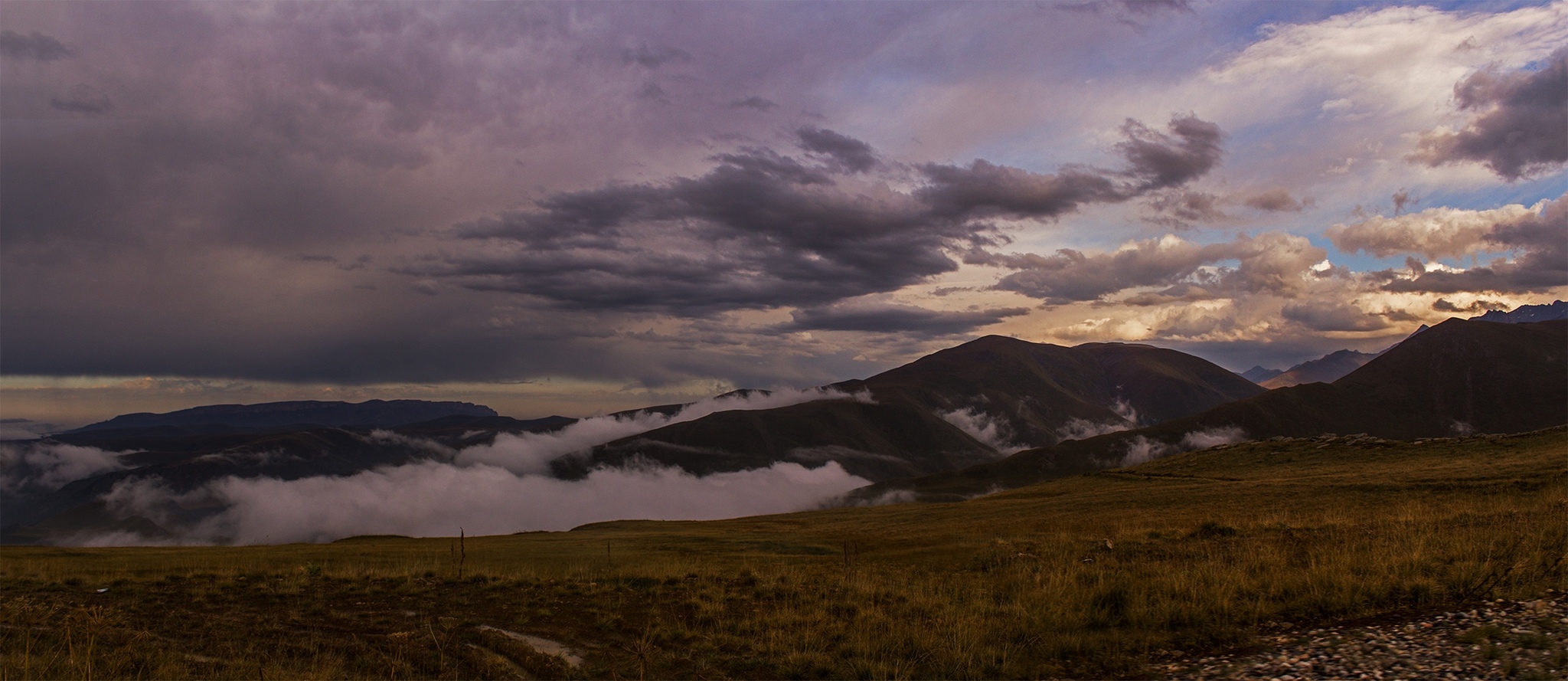 Someone painted the sky with a brush... - My, The photo, Sunset, The sun, Clouds, Milky Way, Panoramic shooting, Longpost