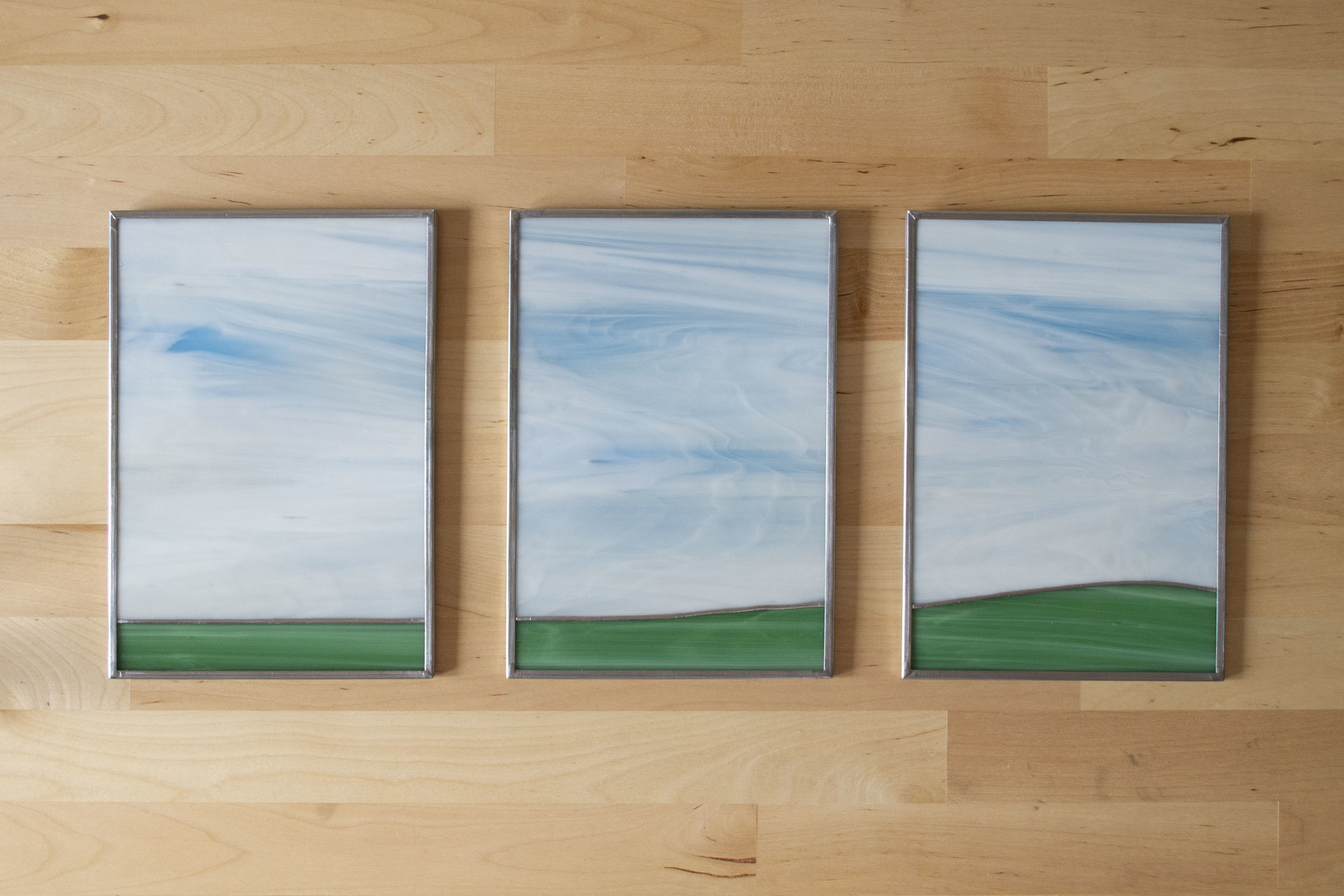 A series of glass paintings Serenity - My, Painting, Glass, Serenity, Needlework with process, Triptych, Sky, Clouds, Meadows, , The hills, Appeasement, Video, Longpost