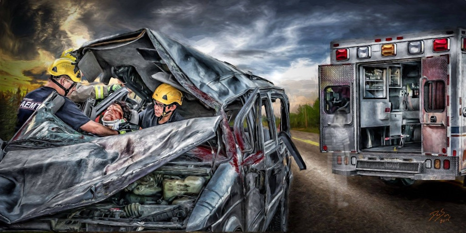 Some very powerful drawings from Daniel Sundahl about the work of paramedics - Doctors, Firefighters, Drawing, Art, Rescuers, Police, Longpost