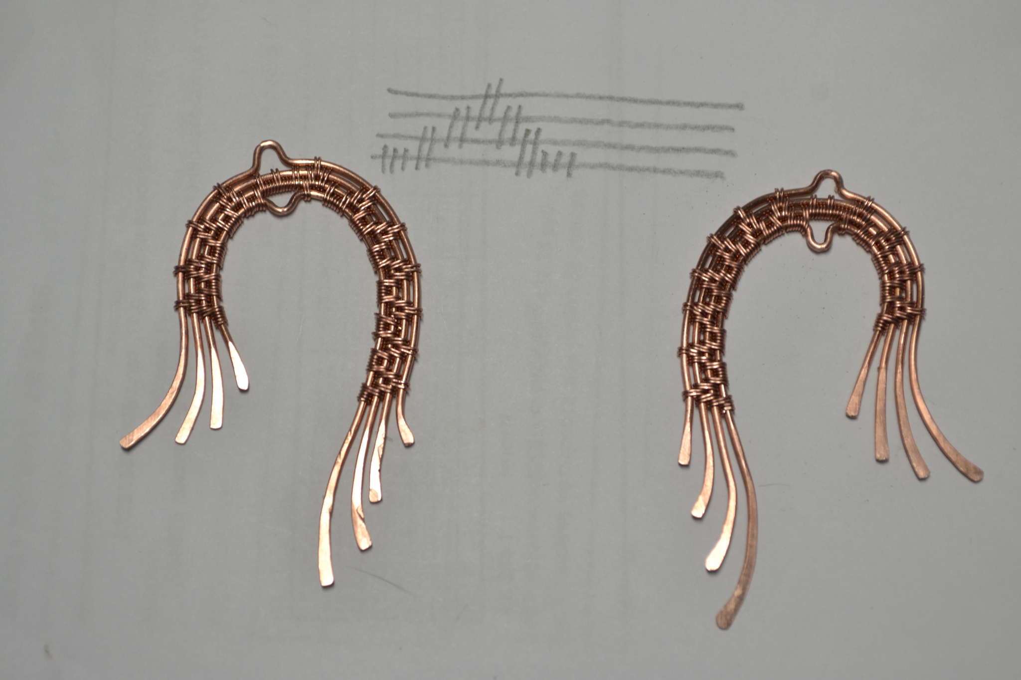 Copper earrings in Wire Wrap technique with landscape jasper - My, Wire wrap, Wire crafts, Longpost, Needlework with process, Earrings