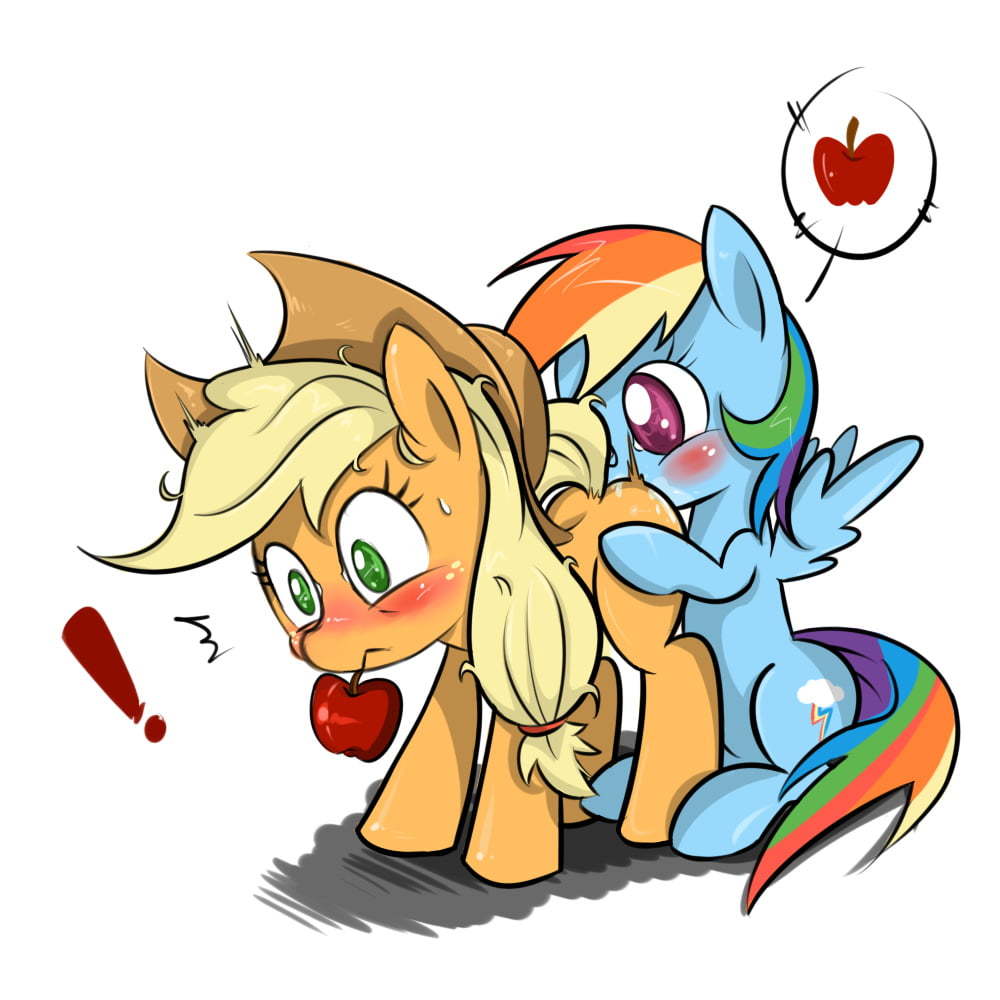 With apple flavor - NSFW, My little pony, Shipping, MLP Lesbian, MLP Suggestive, Applejack, Rainbow dash, Art, Fan art