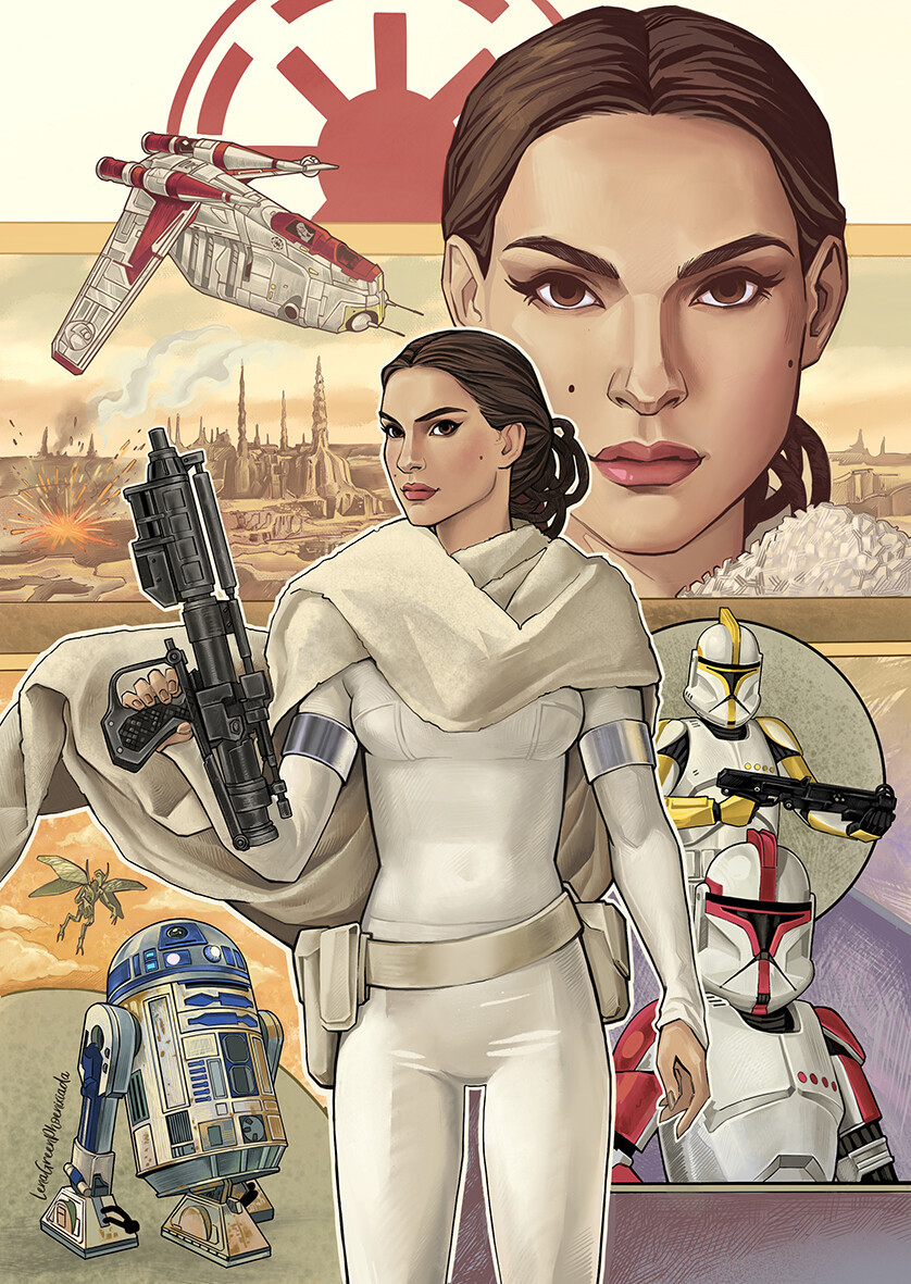 Padme Amidala - Drawing, Girls, Star Wars, c-3po, R2d2, Padme Amidala, Tatooine, Naboo, , Art, Longpost