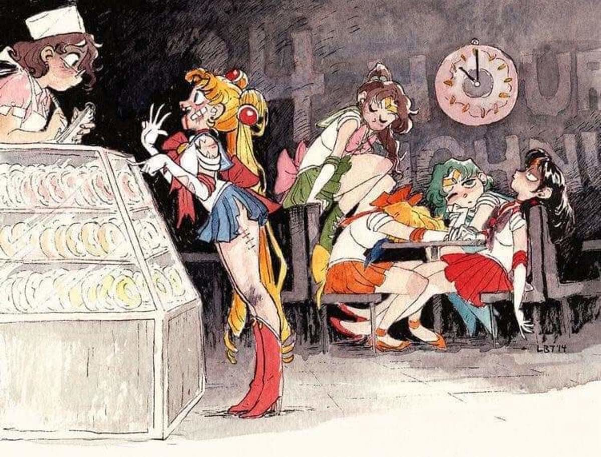 War is war, and lunch is on schedule - Sailor Moon, Anime art, Anime