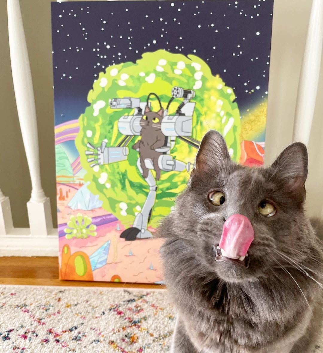 The customer is satisfied - cat, Strabismus, Language, Painting, Rick and Morty, Longpost