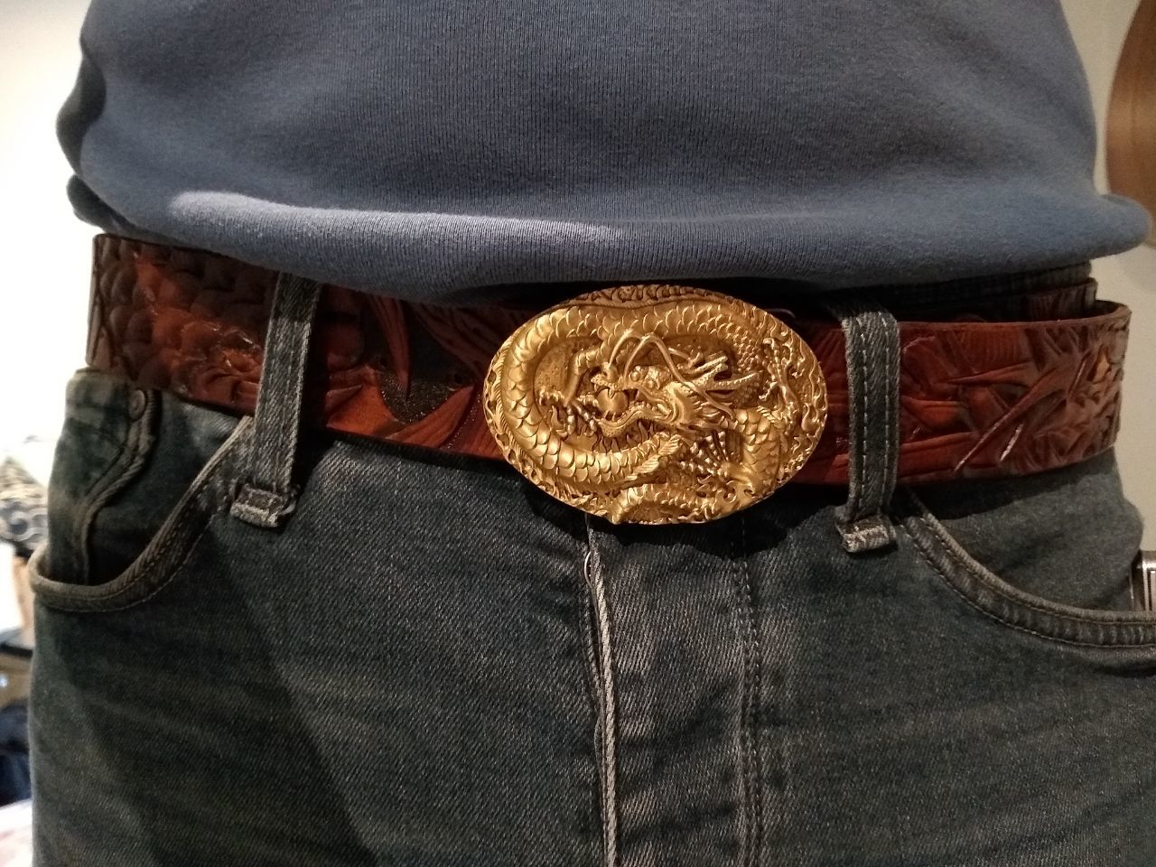 Hobbies during lockdown - My, Belt, Handmade, Embossing on leather, The Dragon, Longpost, Needlework with process, Leather products