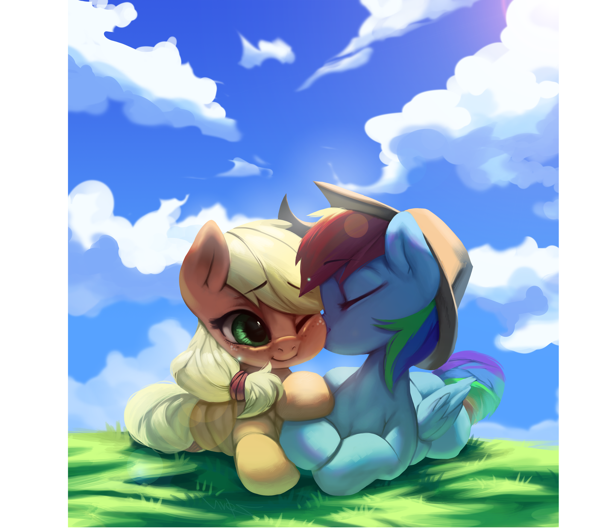 Дашка и Жока - My Little Pony, PonyArt, Applejack, Rainbow Dash, MLP Lesbian, Шиппинг, Meruprince